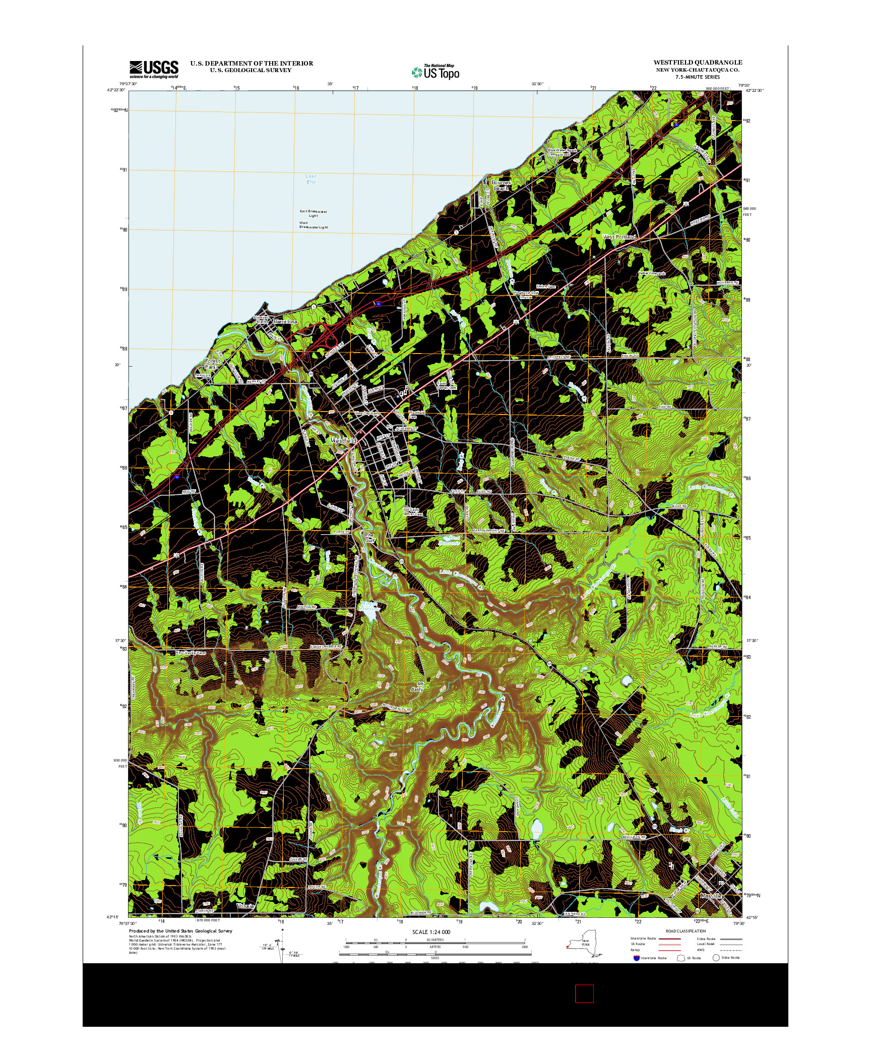 USGS US TOPO 7.5-MINUTE MAP FOR WESTFIELD, NY 2013