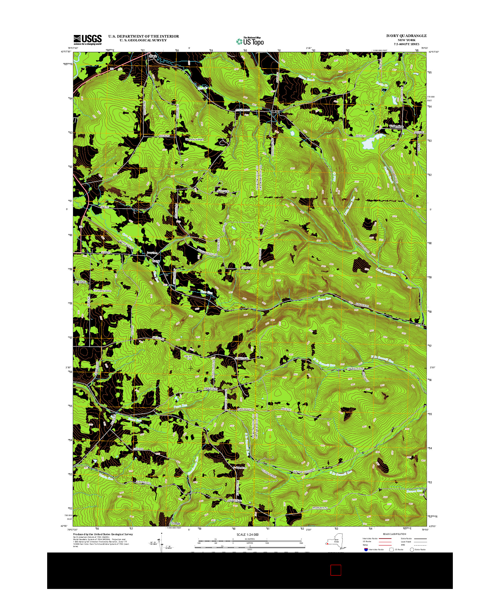 USGS US TOPO 7.5-MINUTE MAP FOR IVORY, NY 2013