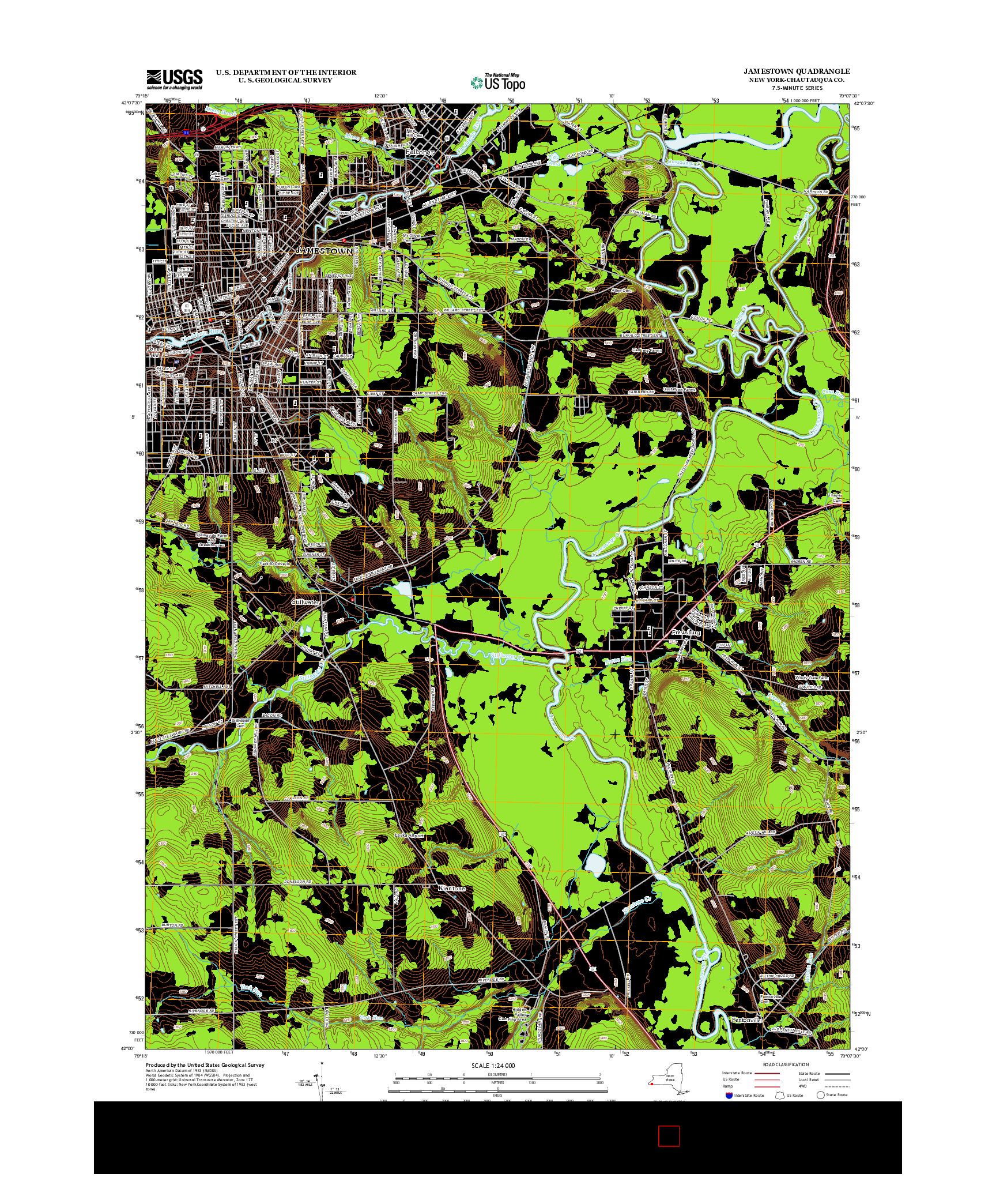 USGS US TOPO 7.5-MINUTE MAP FOR JAMESTOWN, NY 2013