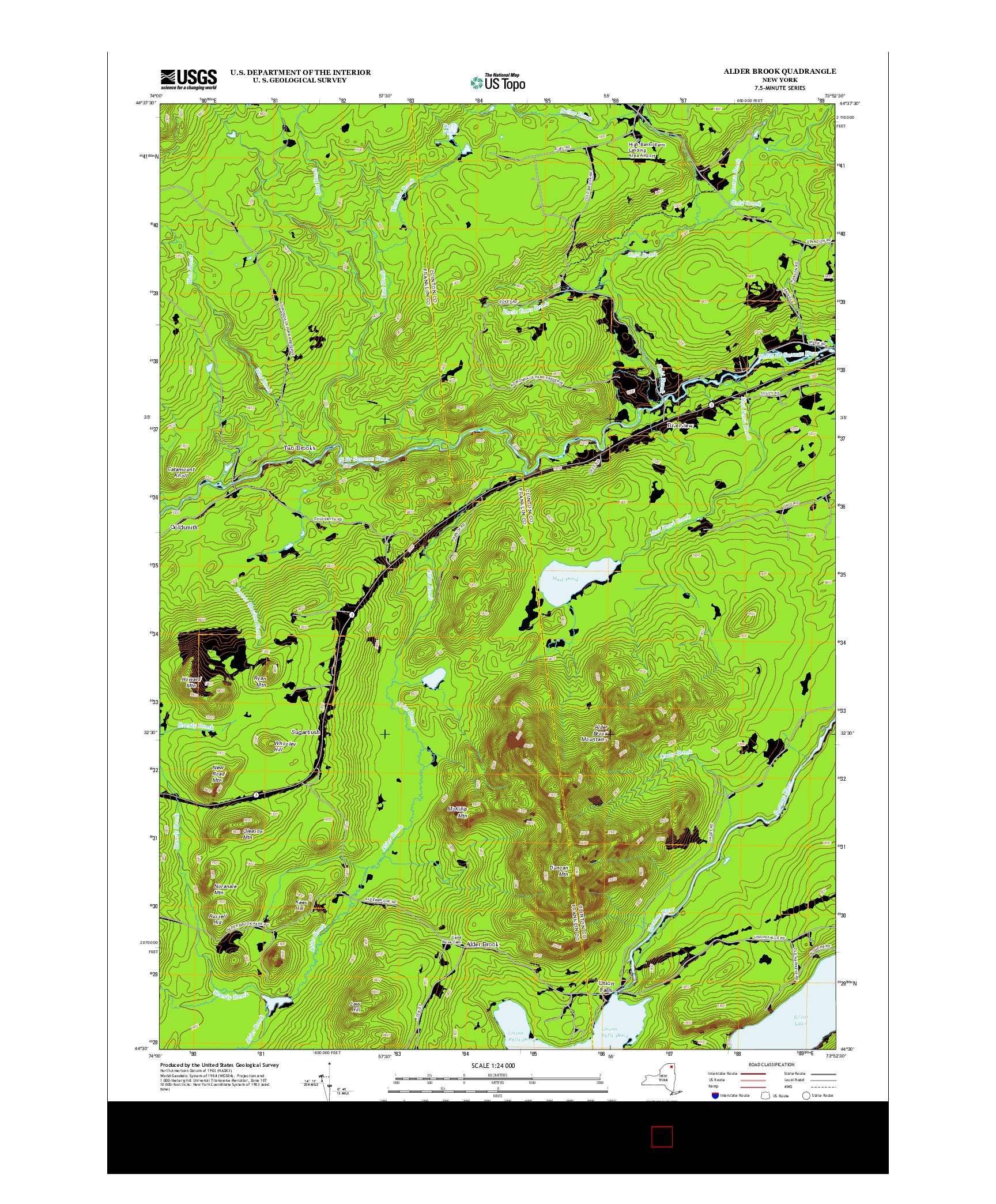 USGS US TOPO 7.5-MINUTE MAP FOR ALDER BROOK, NY 2013