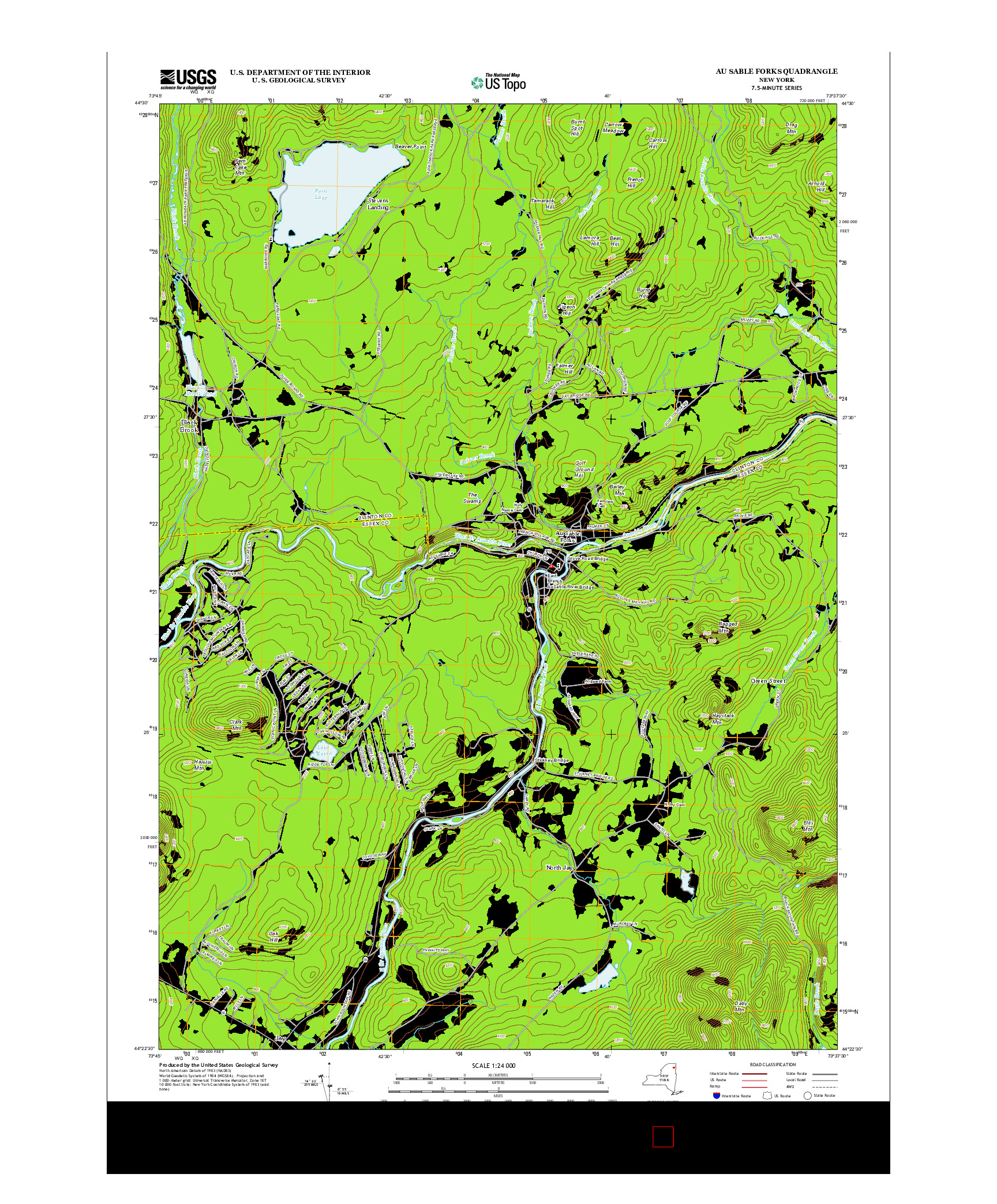 USGS US TOPO 7.5-MINUTE MAP FOR AU SABLE FORKS, NY 2013