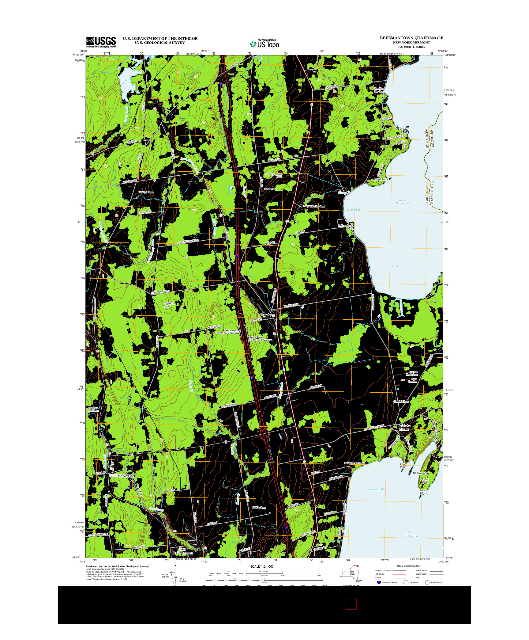 USGS US TOPO 7.5-MINUTE MAP FOR BEEKMANTOWN, NY-VT 2013