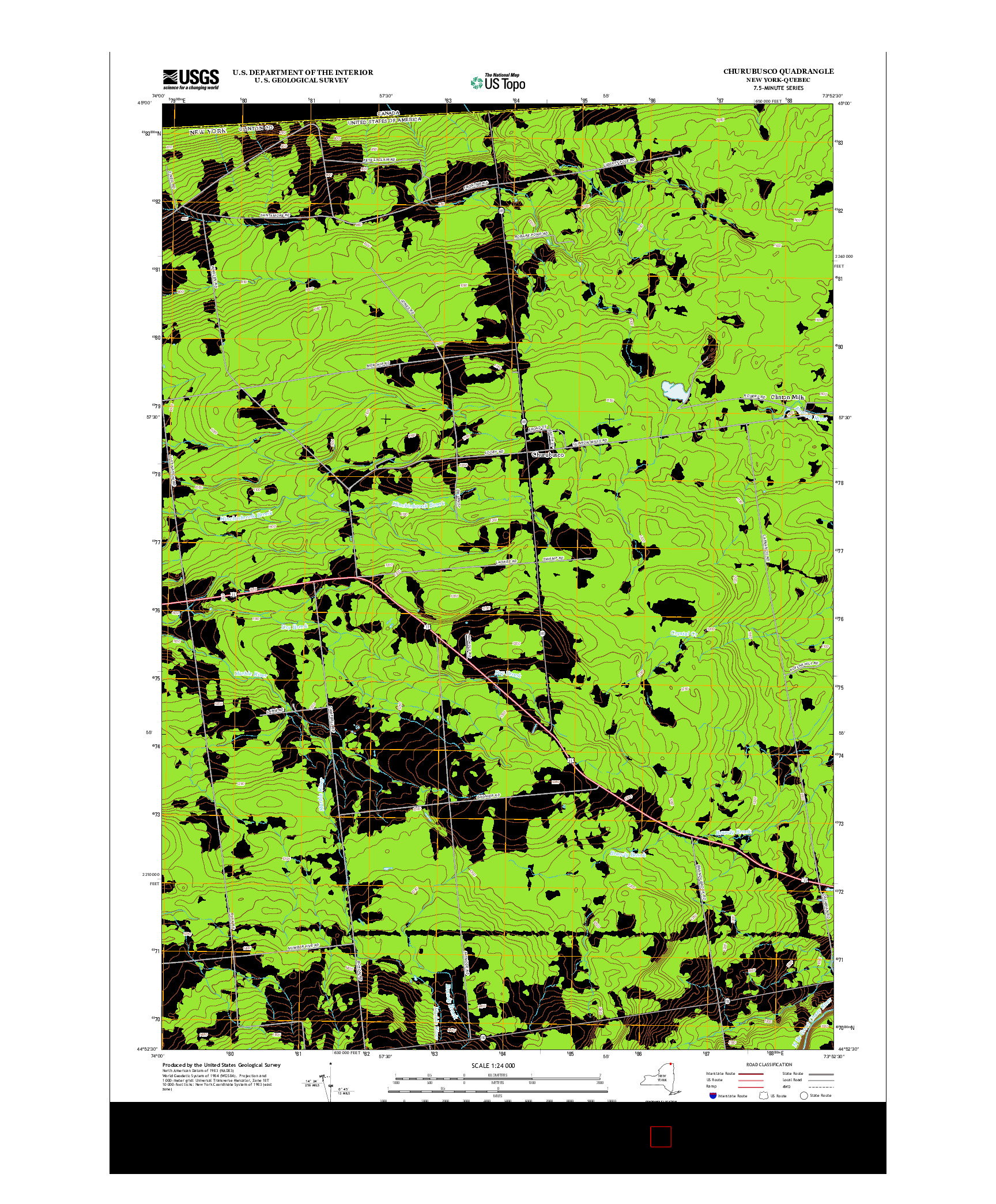 USGS US TOPO 7.5-MINUTE MAP FOR CHURUBUSCO, NY-QC 2013