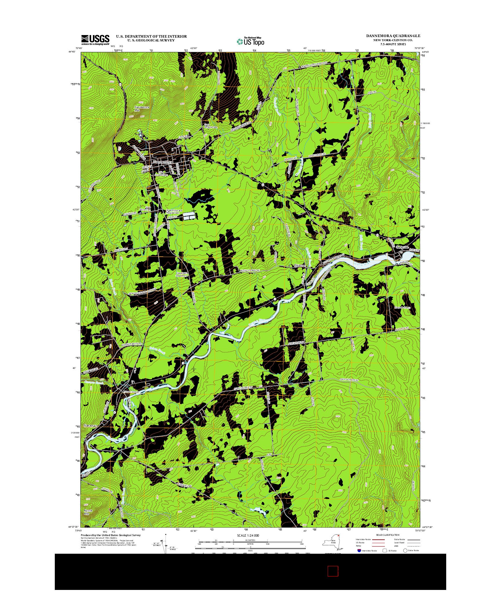 USGS US TOPO 7.5-MINUTE MAP FOR DANNEMORA, NY 2013