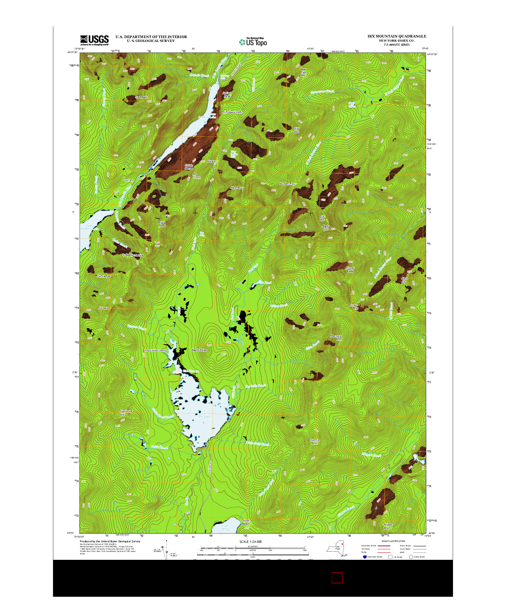USGS US TOPO 7.5-MINUTE MAP FOR DIX MOUNTAIN, NY 2013