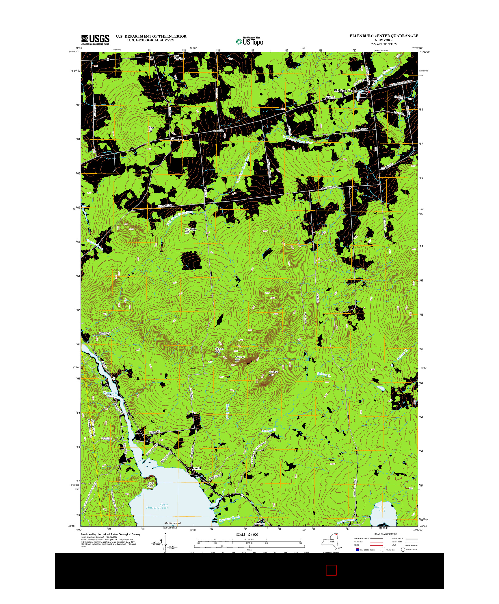 USGS US TOPO 7.5-MINUTE MAP FOR ELLENBURG CENTER, NY 2013