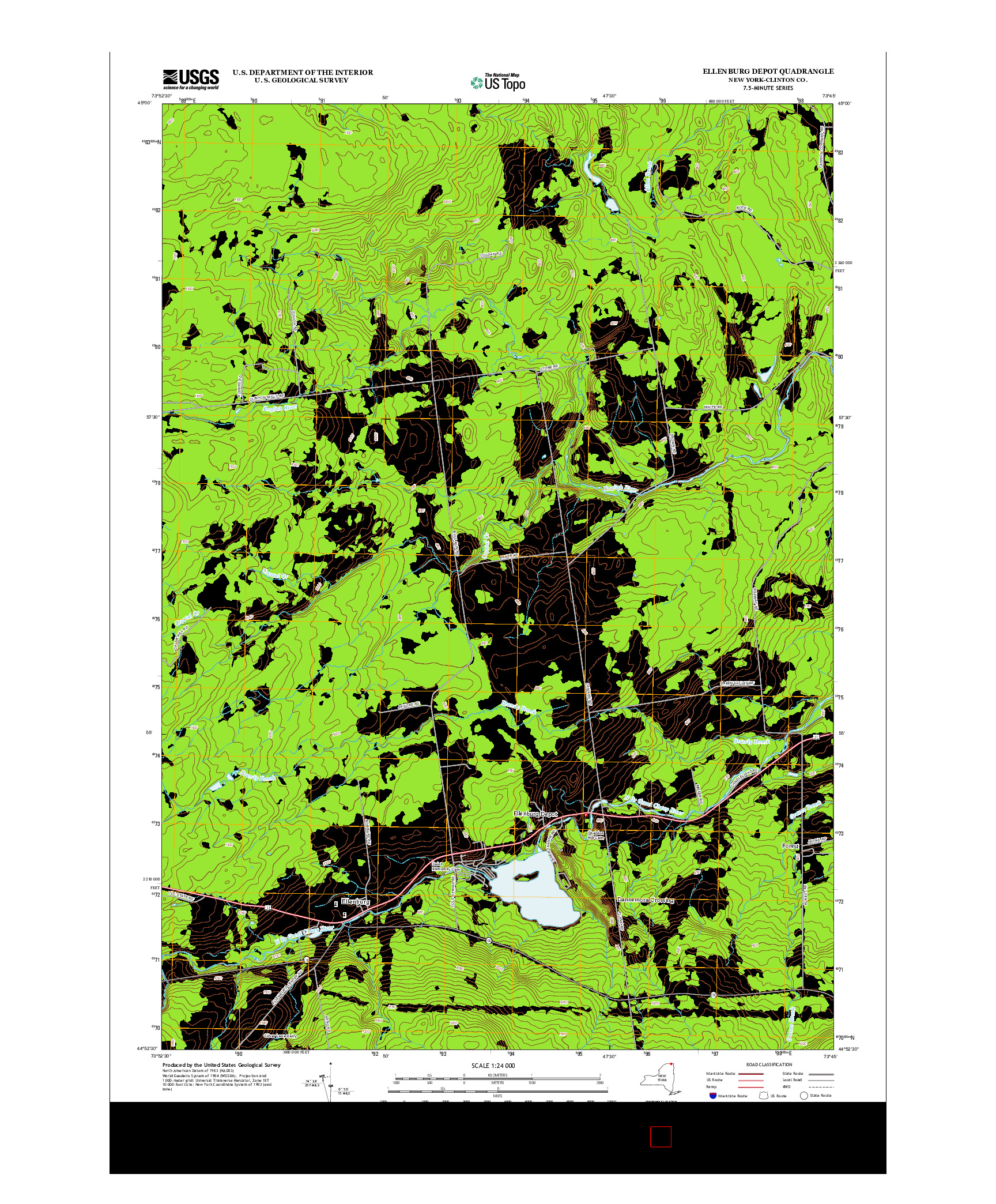 USGS US TOPO 7.5-MINUTE MAP FOR ELLENBURG DEPOT, NY 2013