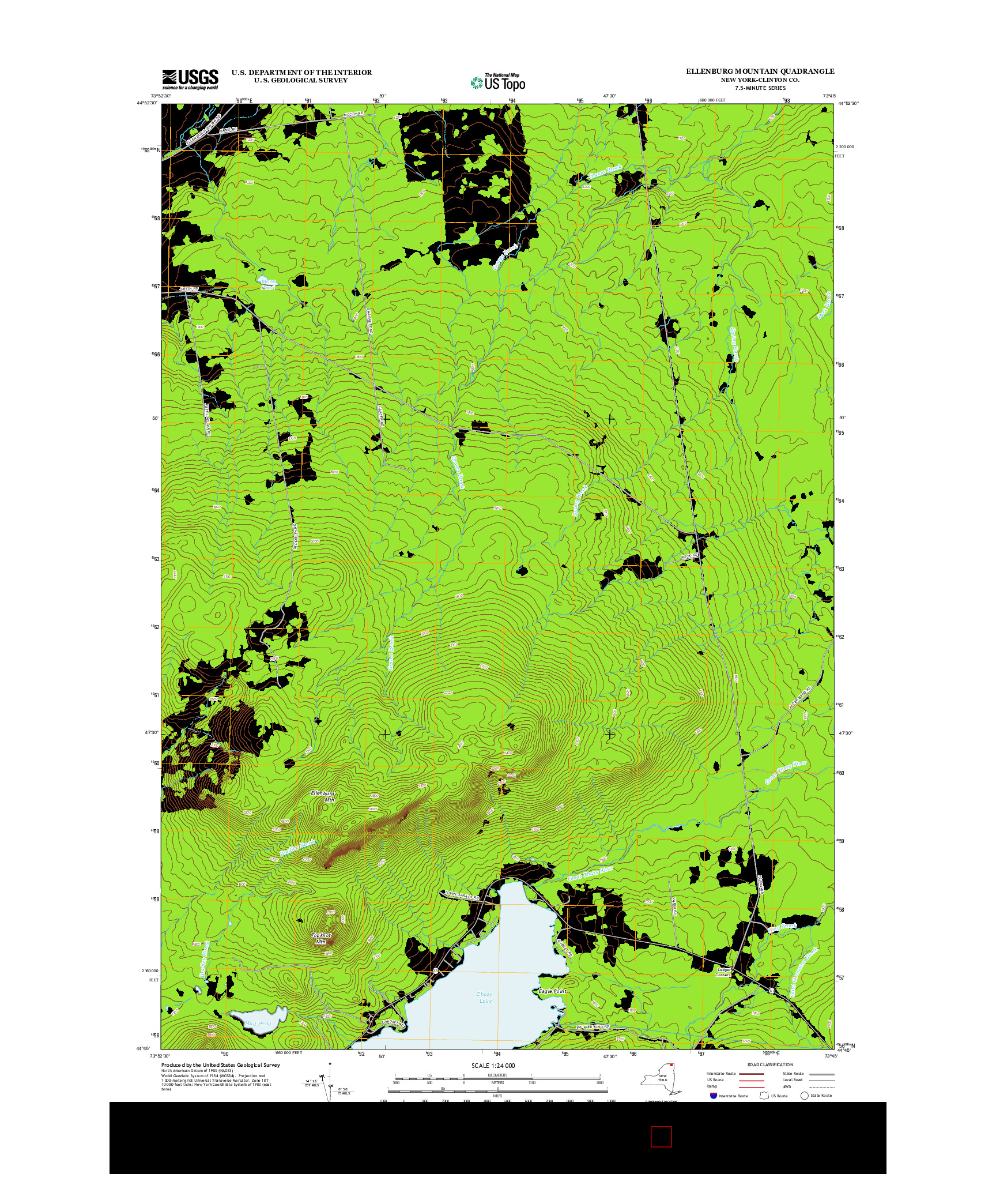 USGS US TOPO 7.5-MINUTE MAP FOR ELLENBURG MOUNTAIN, NY 2013