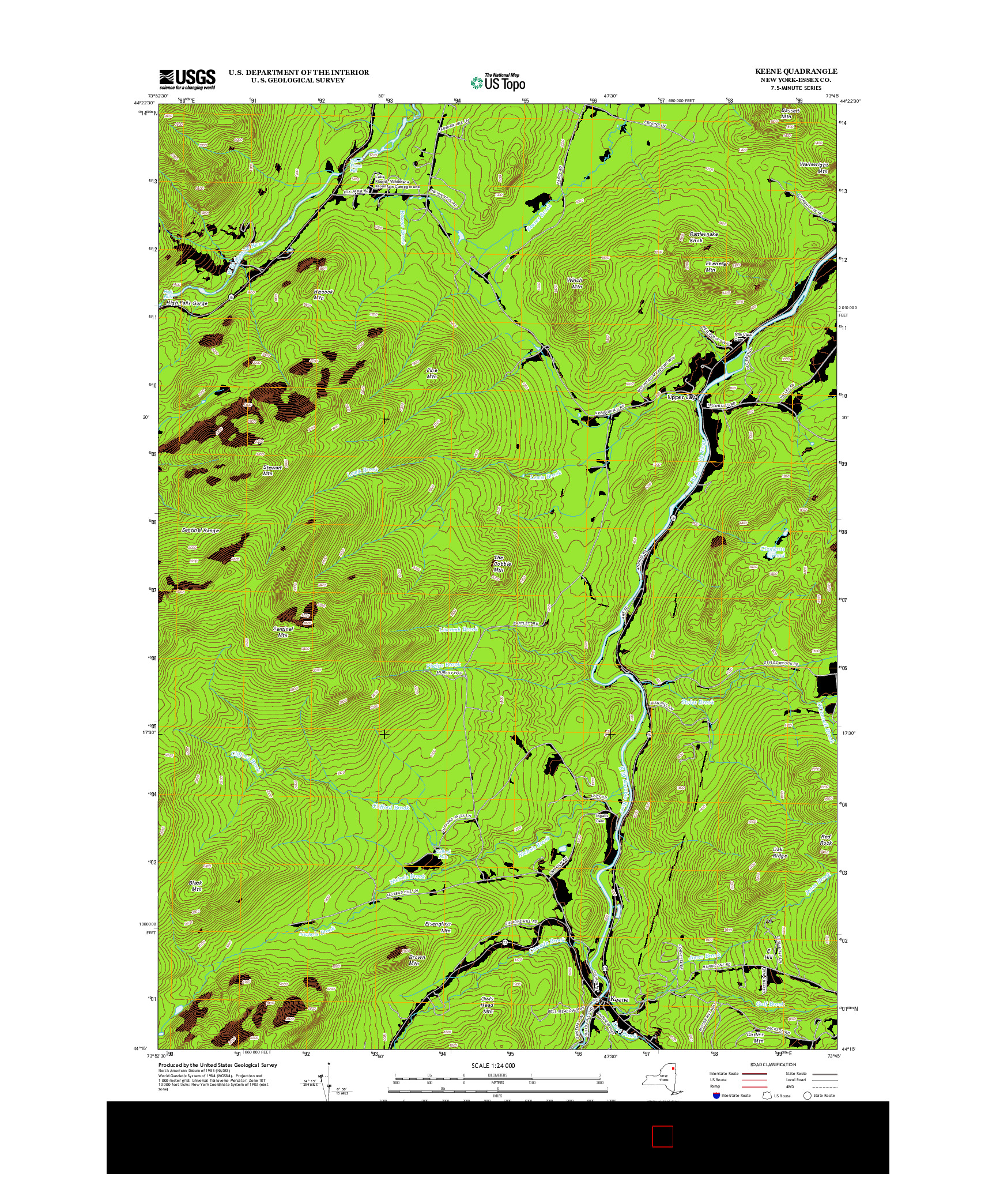 USGS US TOPO 7.5-MINUTE MAP FOR KEENE, NY 2013