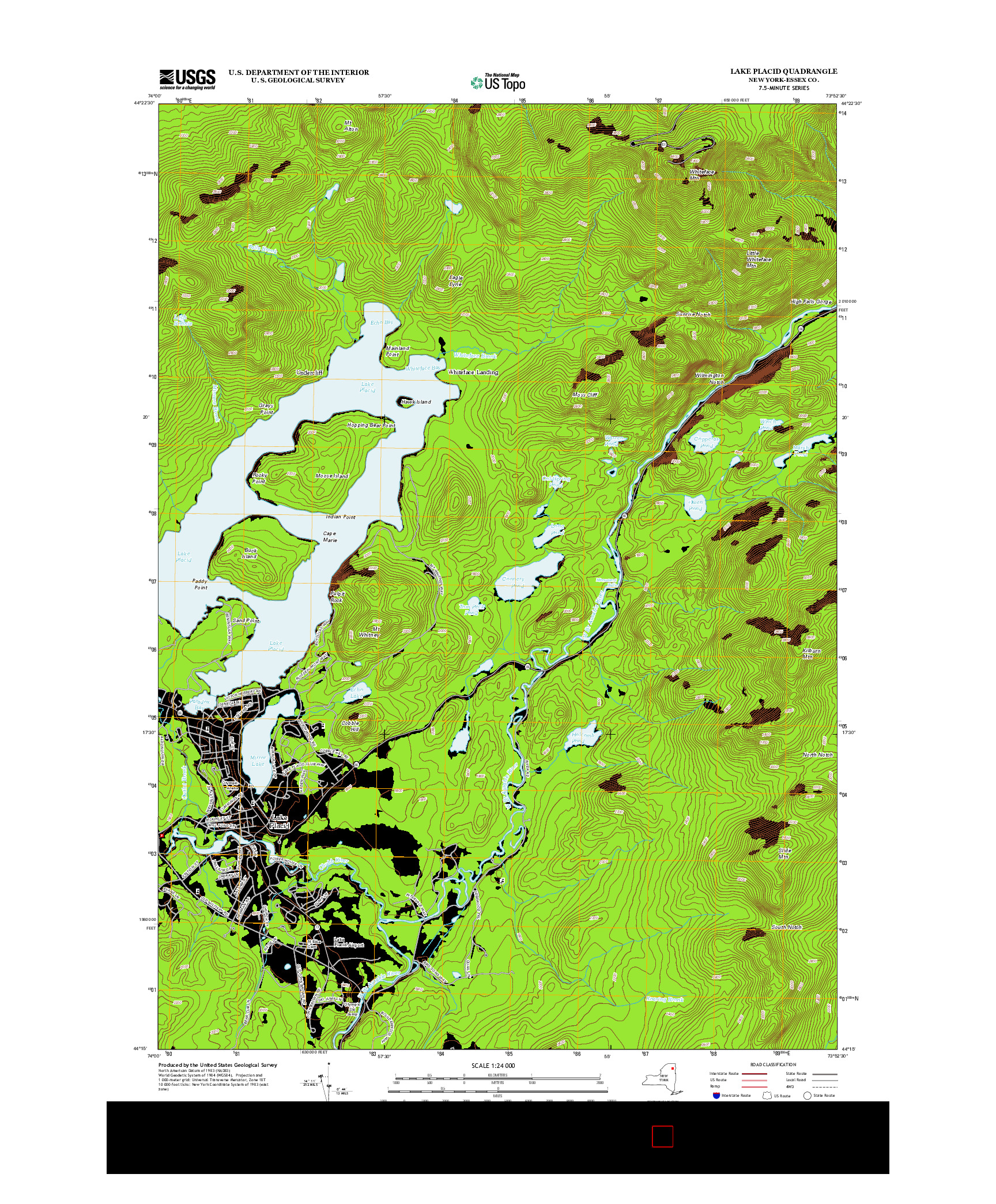 USGS US TOPO 7.5-MINUTE MAP FOR LAKE PLACID, NY 2013
