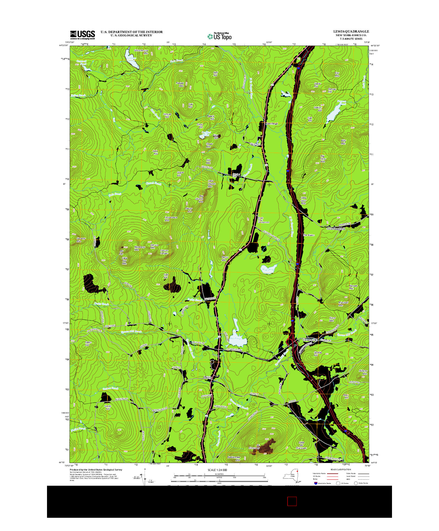 USGS US TOPO 7.5-MINUTE MAP FOR LEWIS, NY 2013