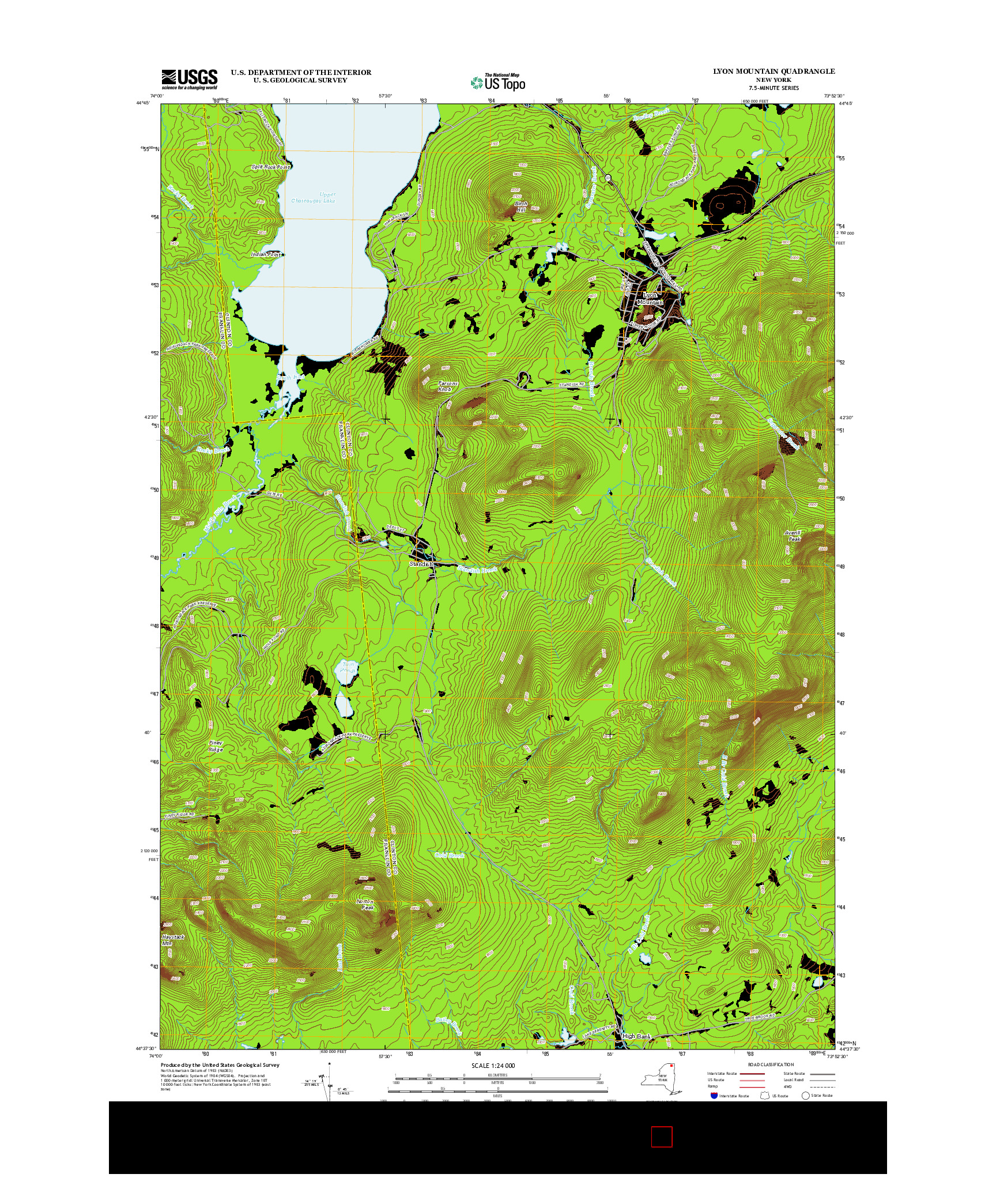 USGS US TOPO 7.5-MINUTE MAP FOR LYON MOUNTAIN, NY 2013