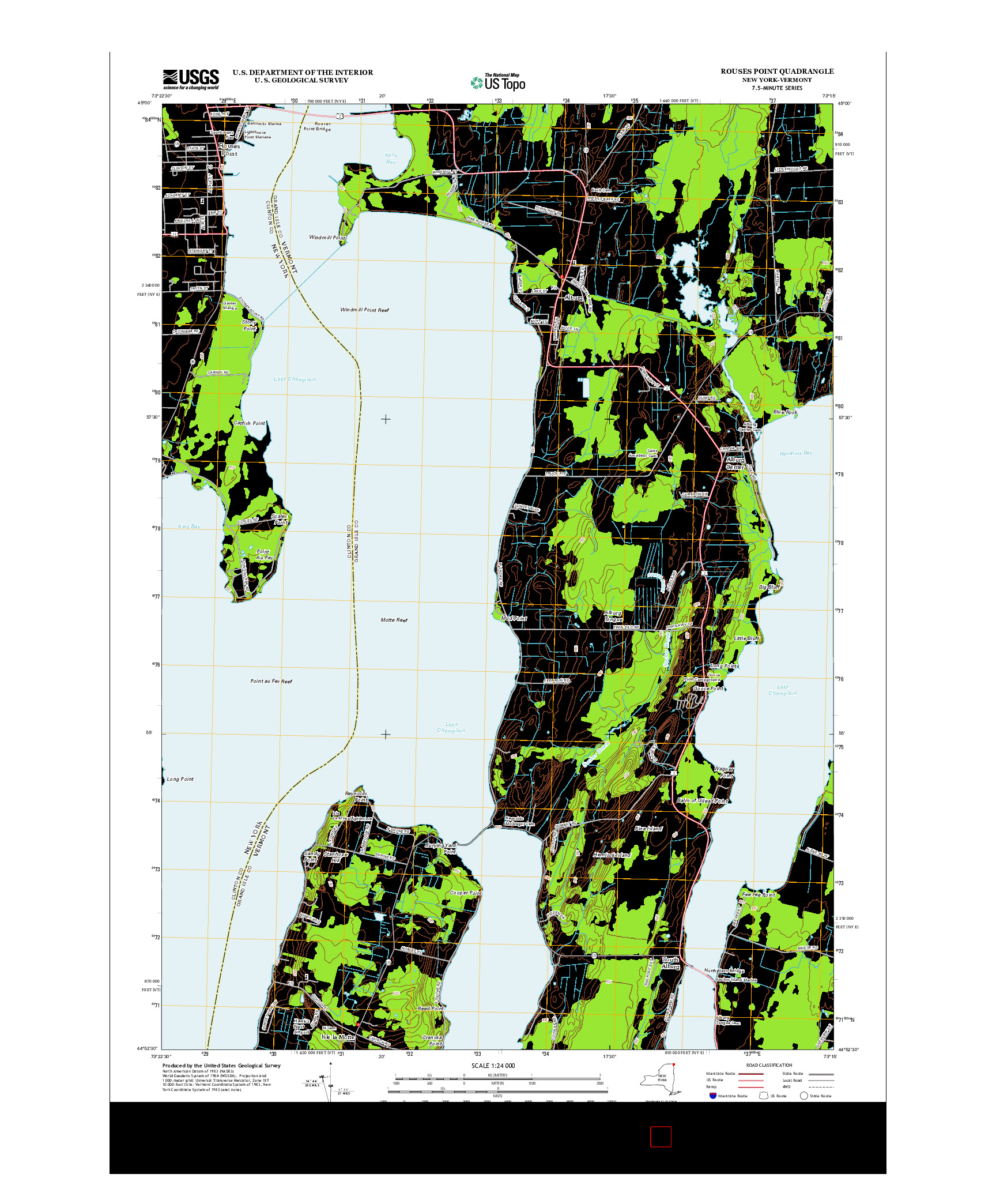 USGS US TOPO 7.5-MINUTE MAP FOR ROUSES POINT, NY-VT 2013