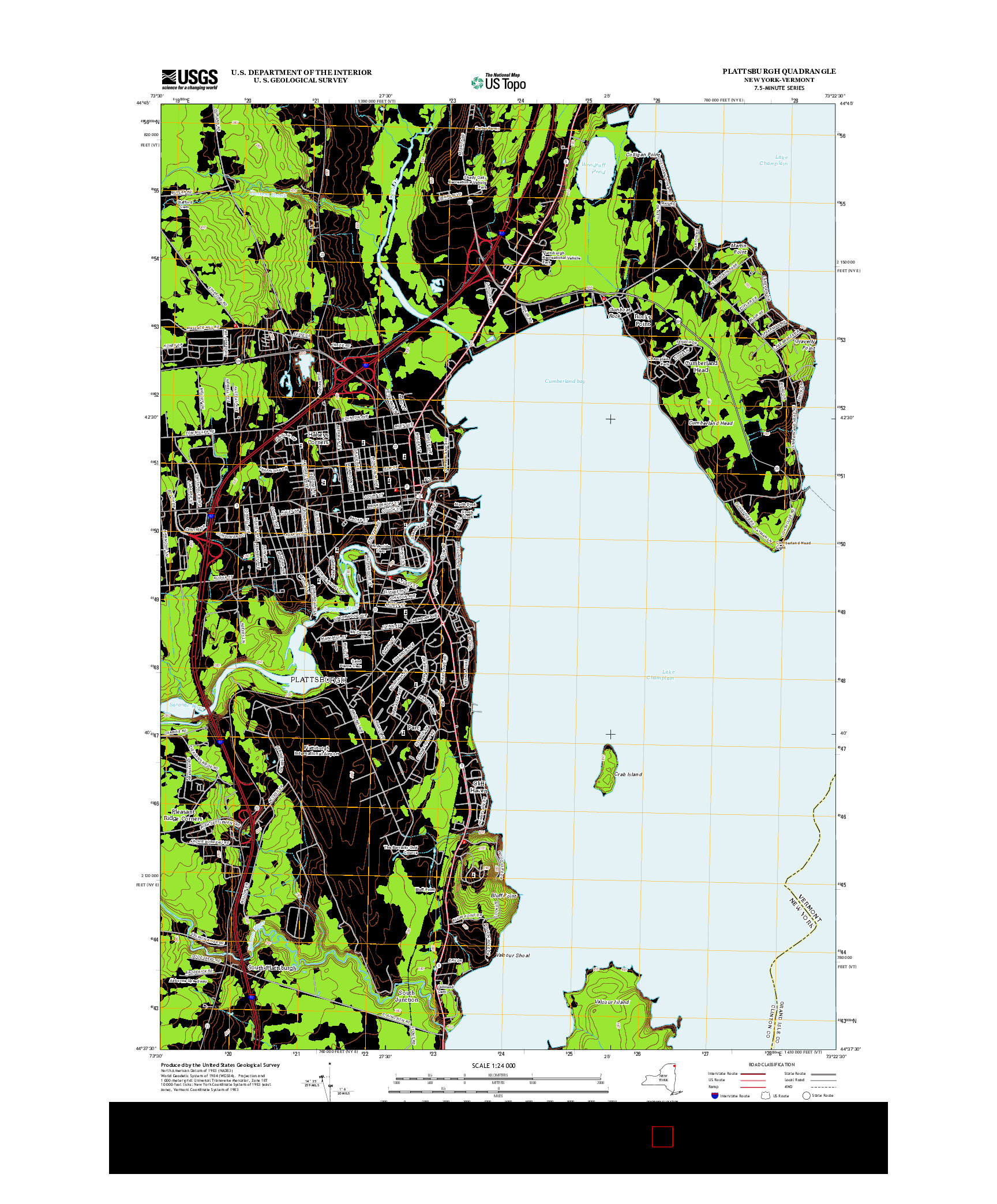 USGS US TOPO 7.5-MINUTE MAP FOR PLATTSBURGH, NY-VT 2013