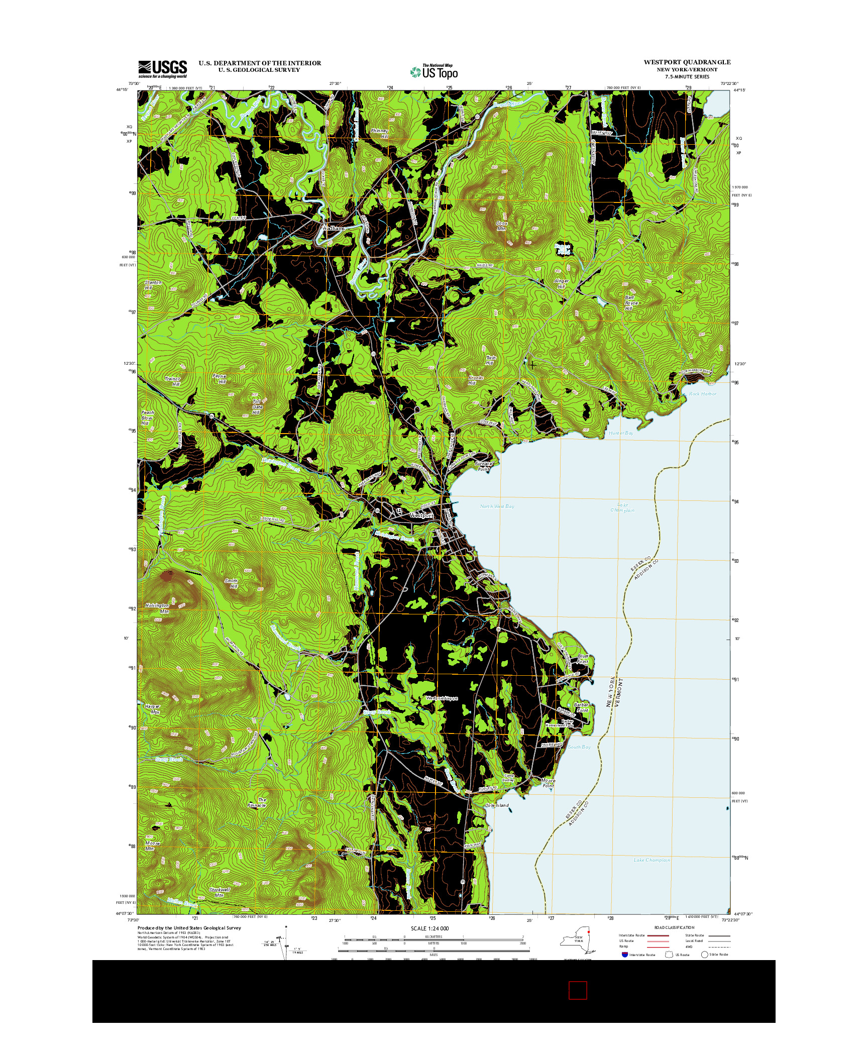 USGS US TOPO 7.5-MINUTE MAP FOR WESTPORT, NY-VT 2013