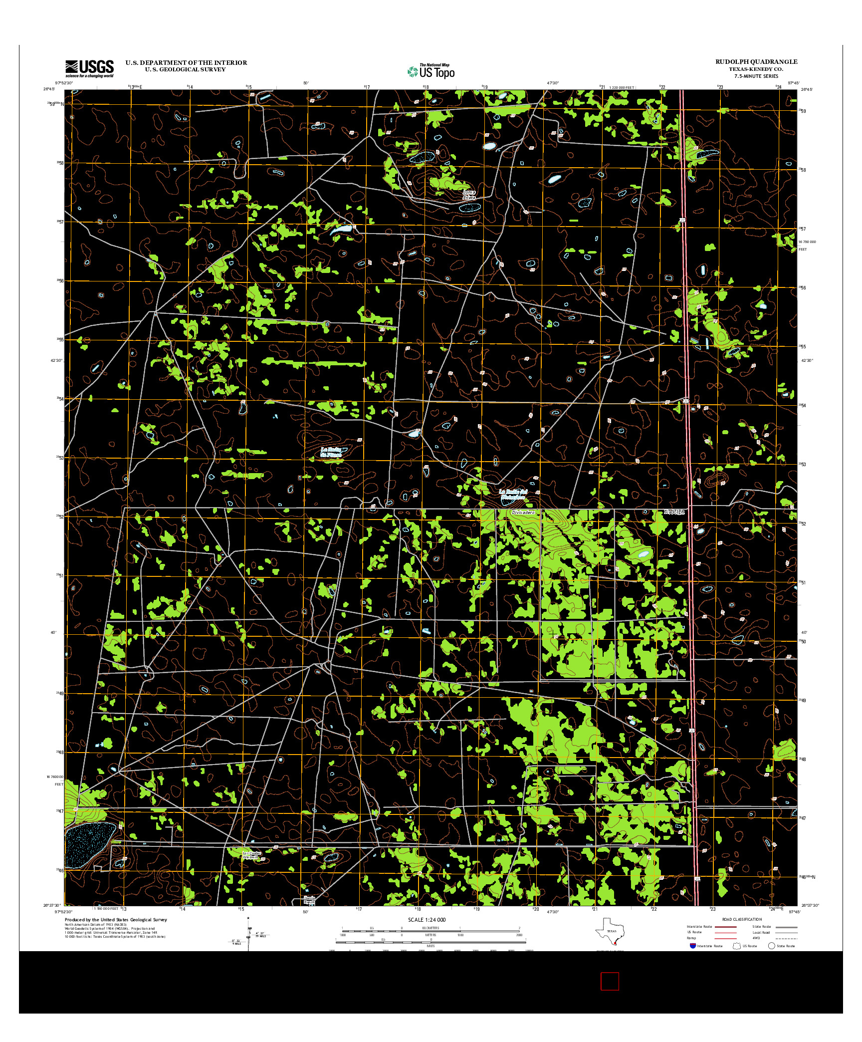 USGS US TOPO 7.5-MINUTE MAP FOR RUDOLPH, TX 2013