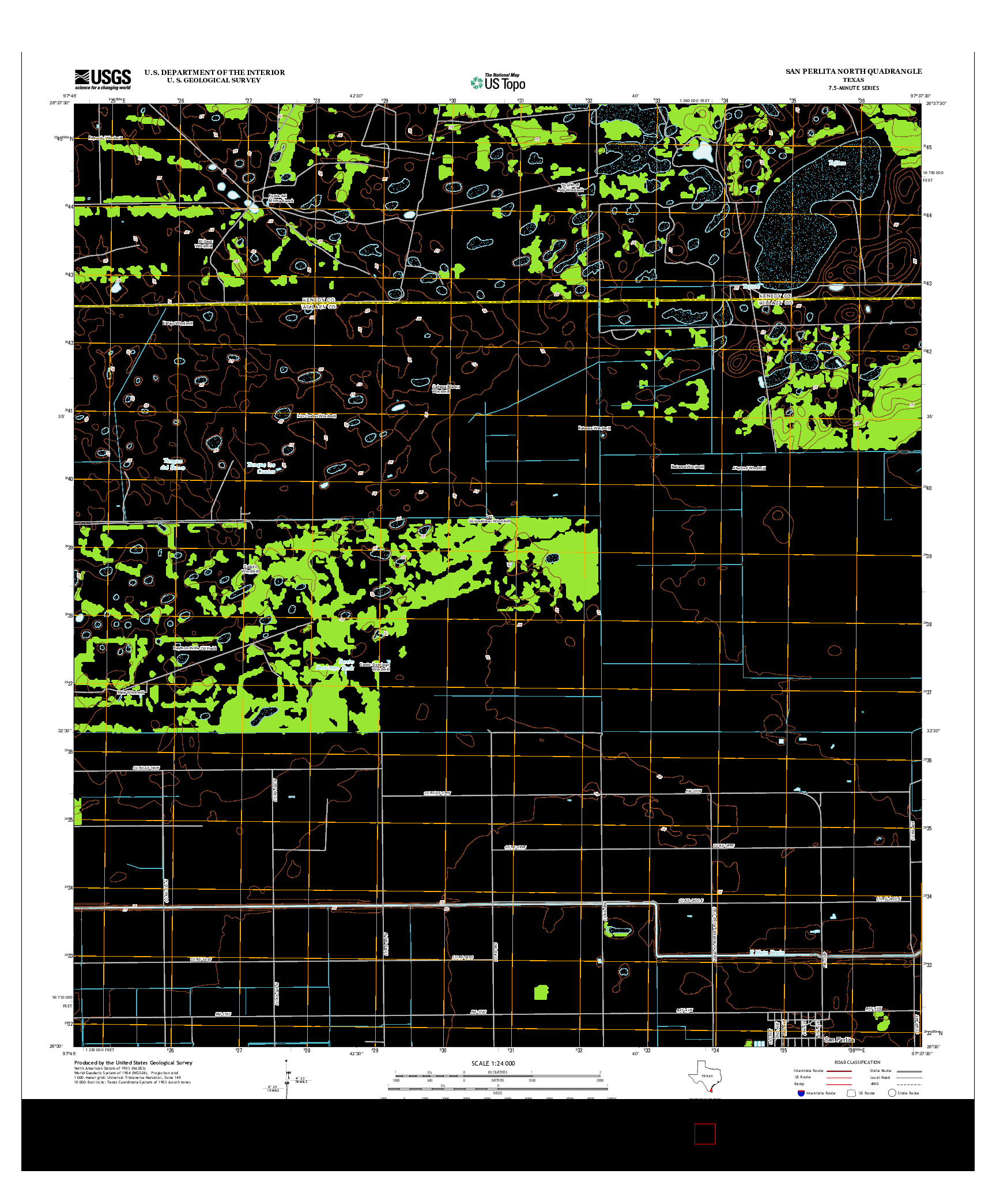 USGS US TOPO 7.5-MINUTE MAP FOR SAN PERLITA NORTH, TX 2013