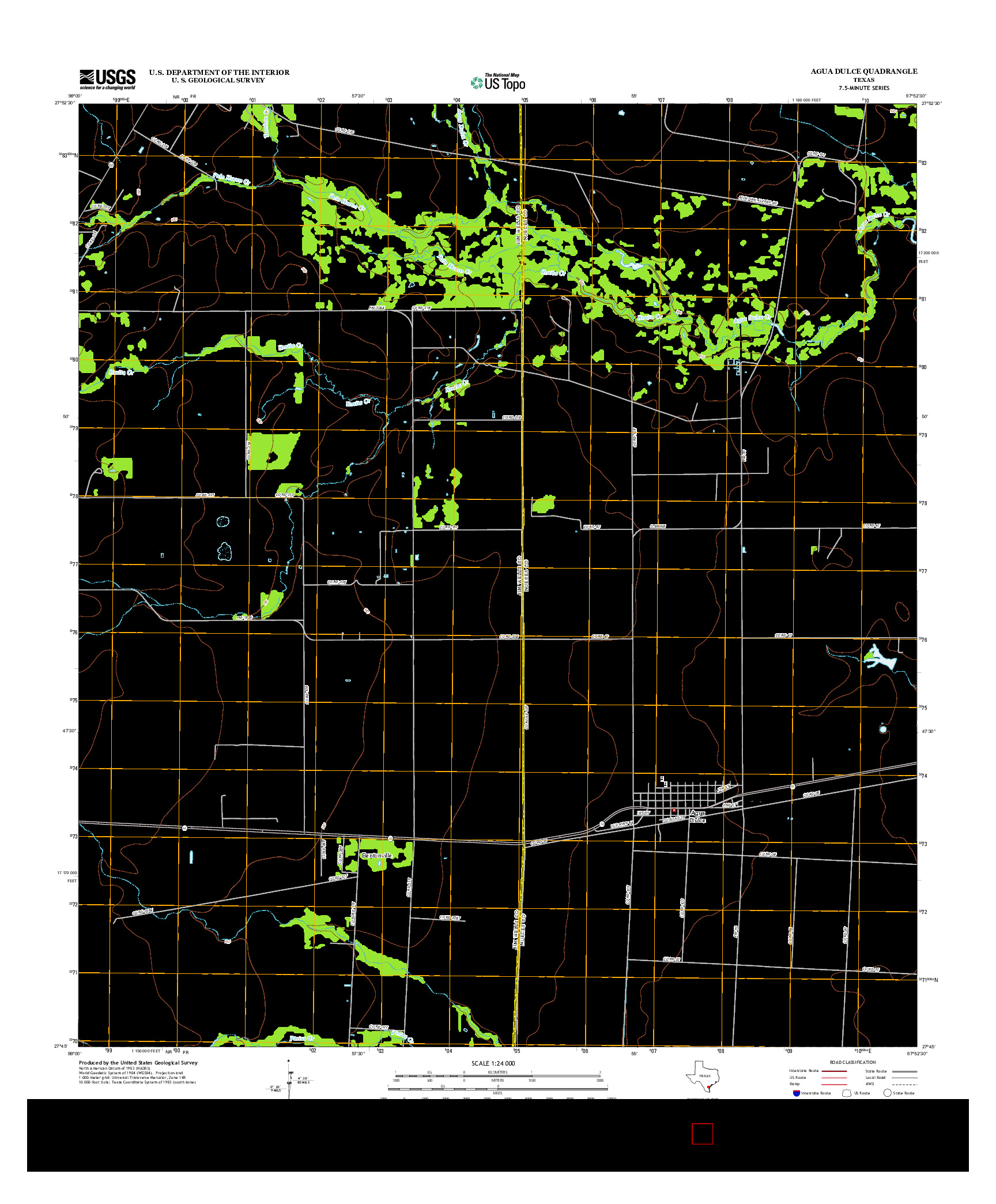 USGS US TOPO 7.5-MINUTE MAP FOR AGUA DULCE, TX 2013