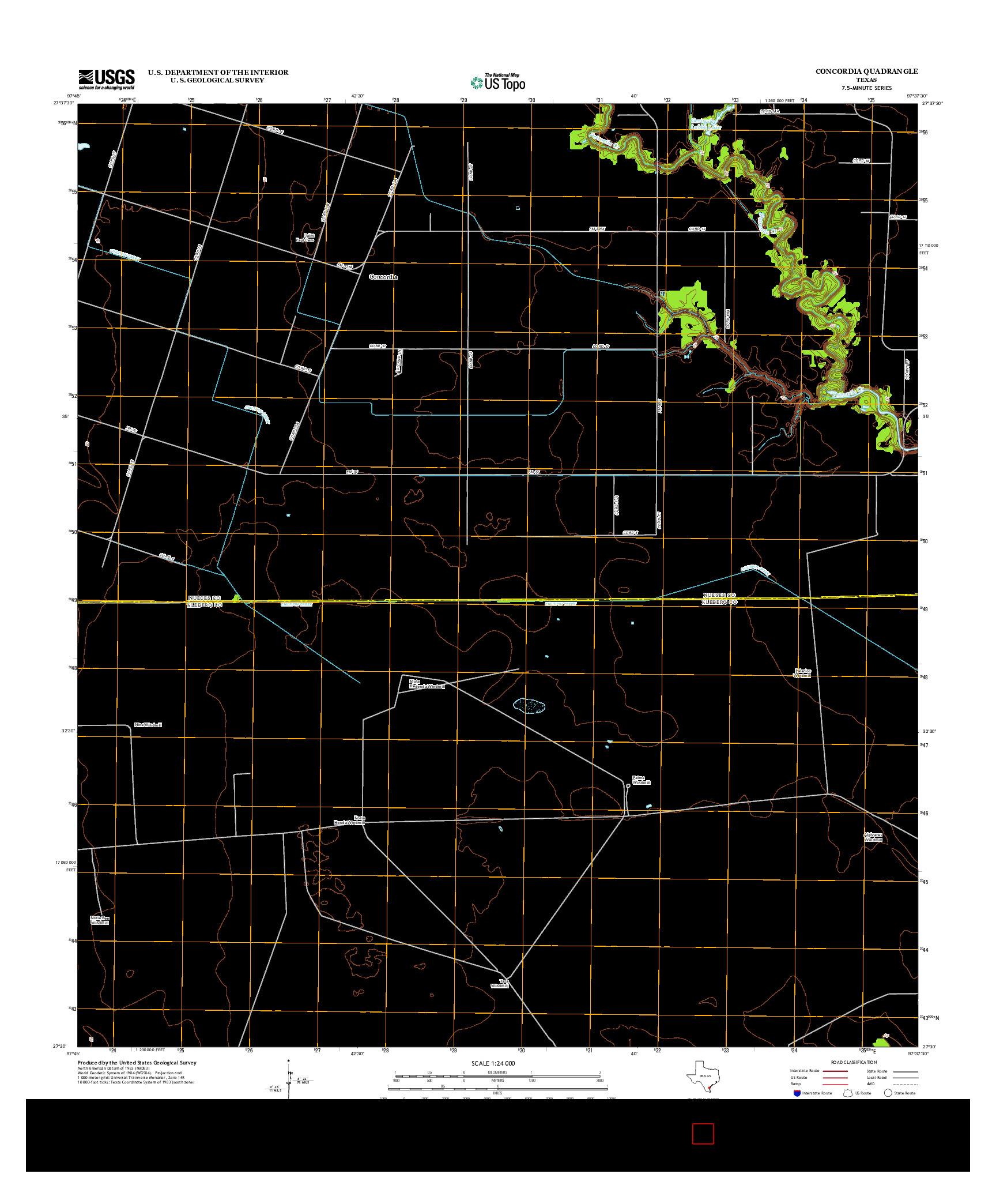 USGS US TOPO 7.5-MINUTE MAP FOR CONCORDIA, TX 2013
