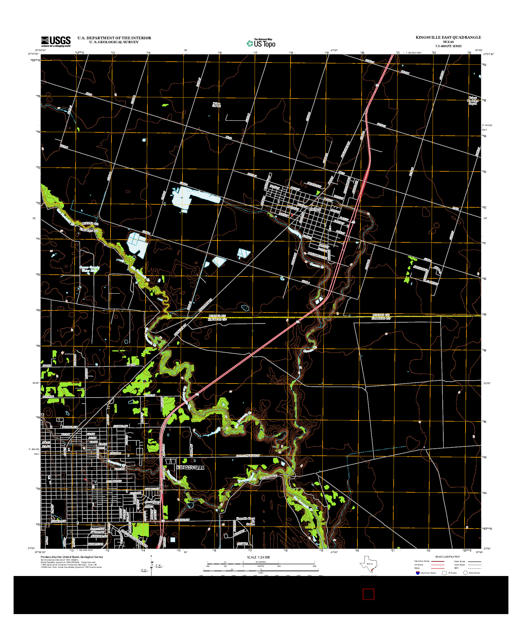 USGS US TOPO 7.5-MINUTE MAP FOR KINGSVILLE EAST, TX 2013