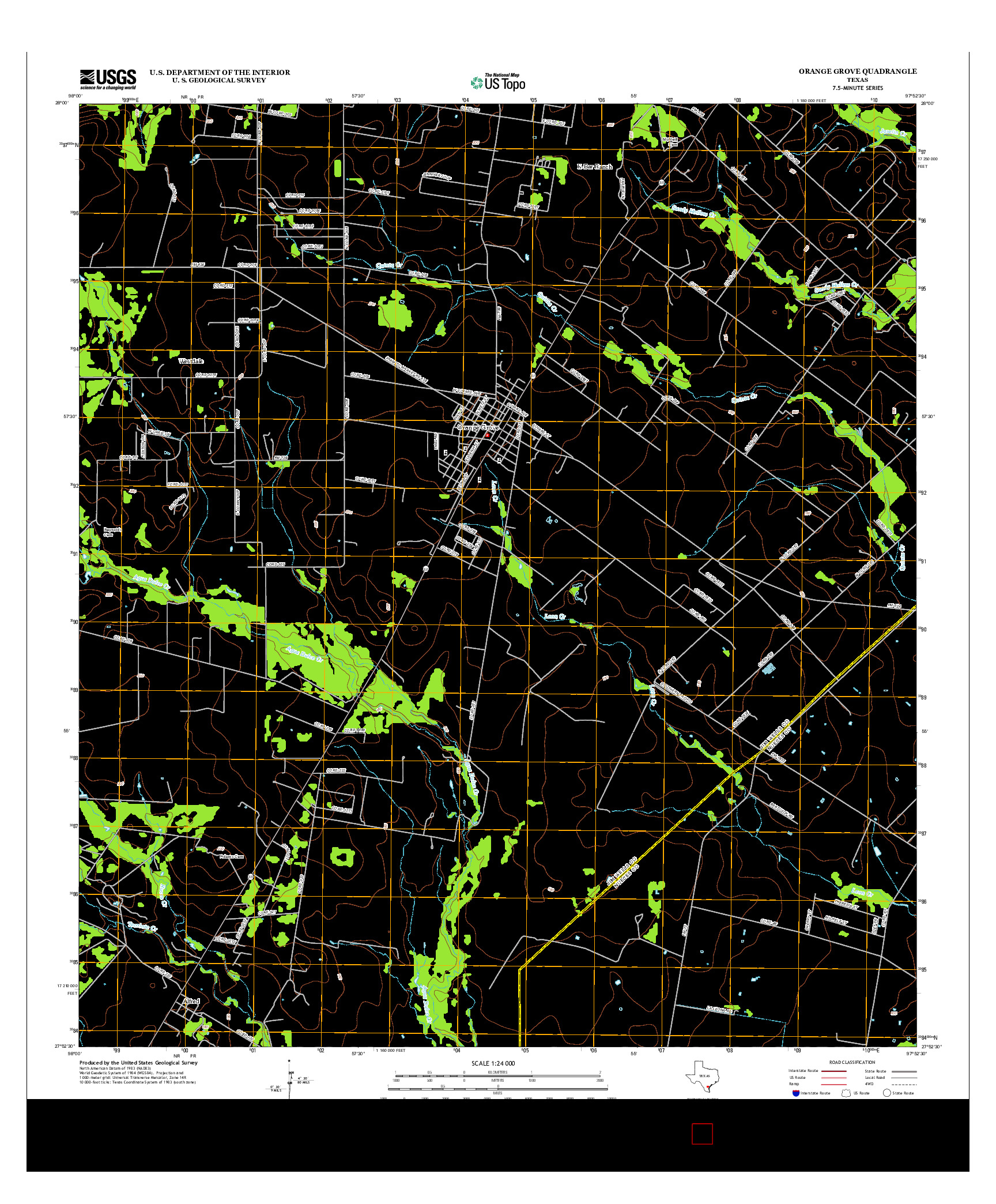 USGS US TOPO 7.5-MINUTE MAP FOR ORANGE GROVE, TX 2013