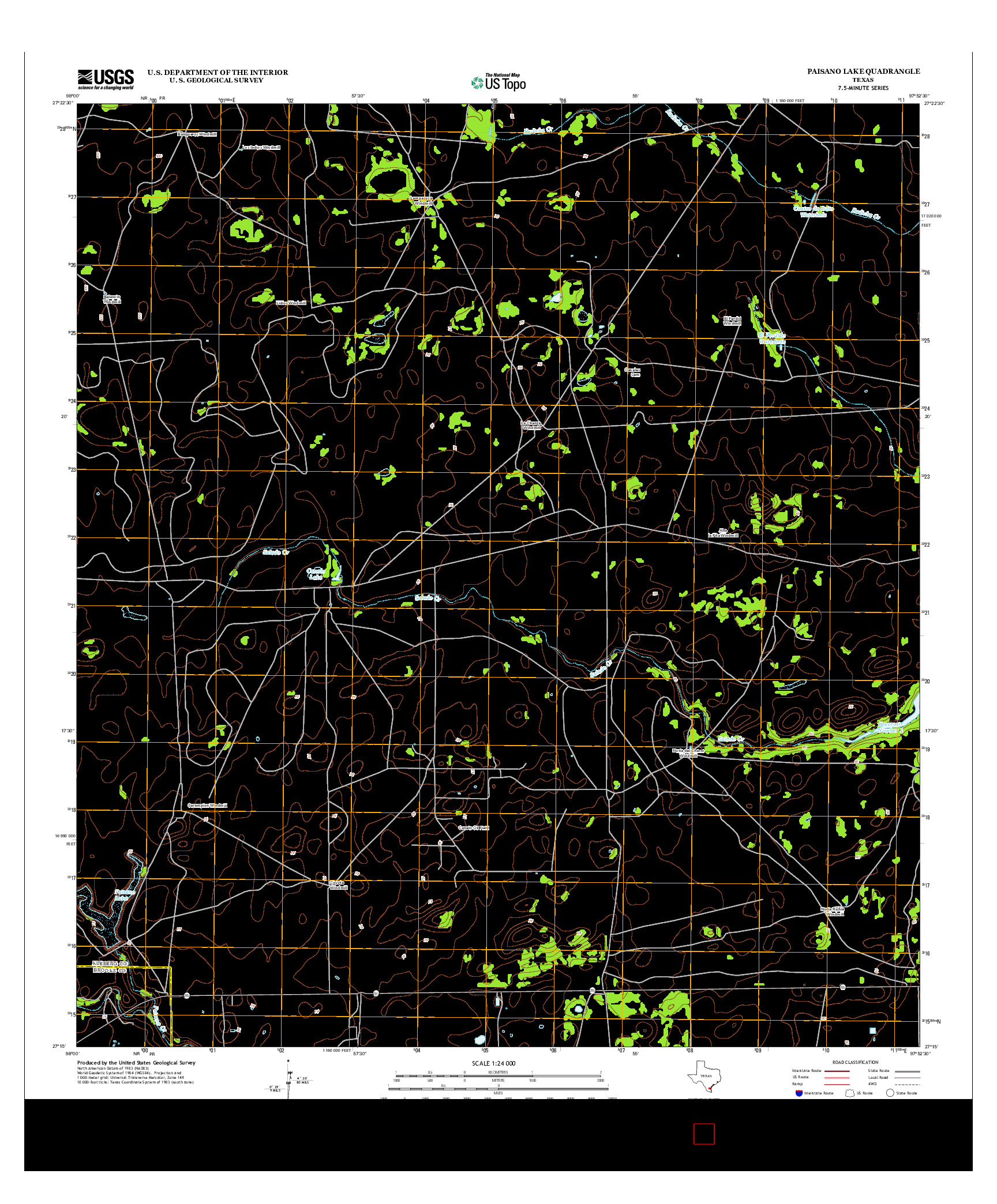 USGS US TOPO 7.5-MINUTE MAP FOR PAISANO LAKE, TX 2013