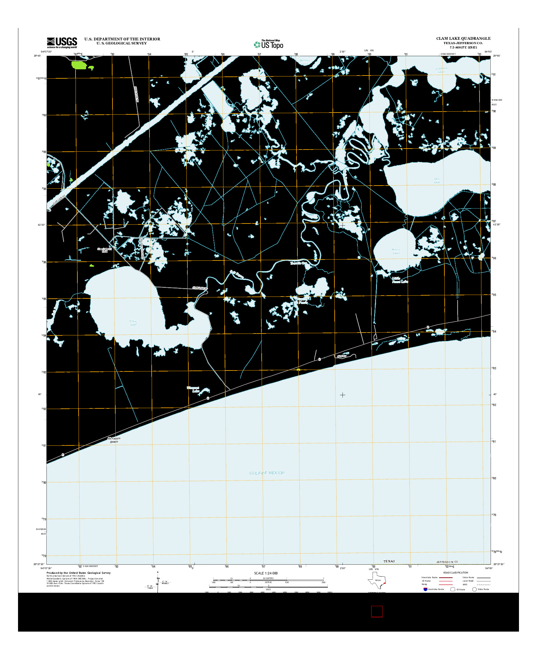 USGS US TOPO 7.5-MINUTE MAP FOR CLAM LAKE, TX 2013