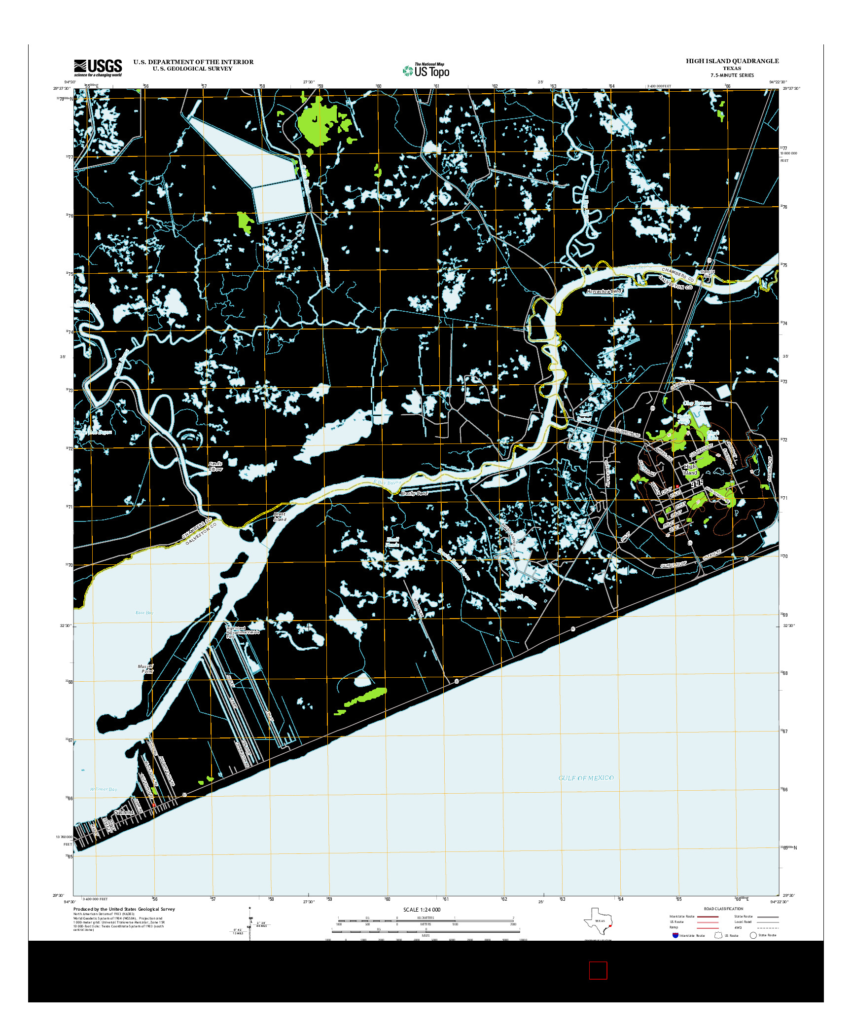 USGS US TOPO 7.5-MINUTE MAP FOR HIGH ISLAND, TX 2013