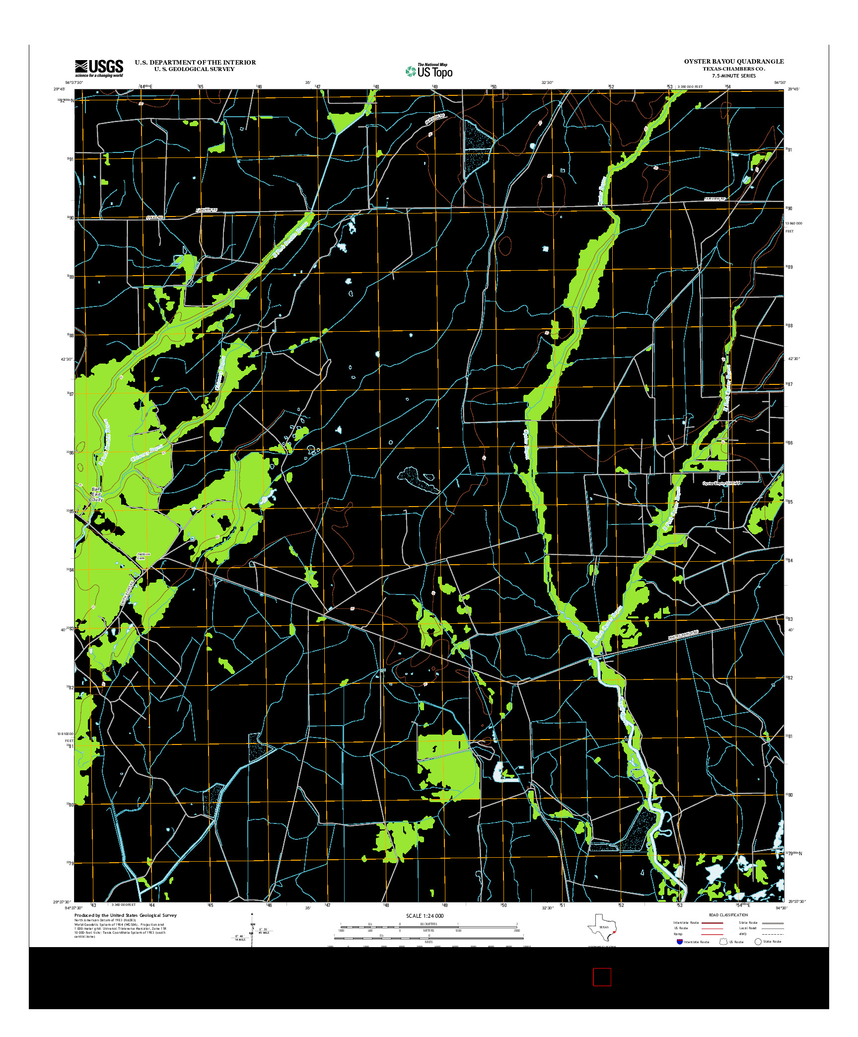 USGS US TOPO 7.5-MINUTE MAP FOR OYSTER BAYOU, TX 2013