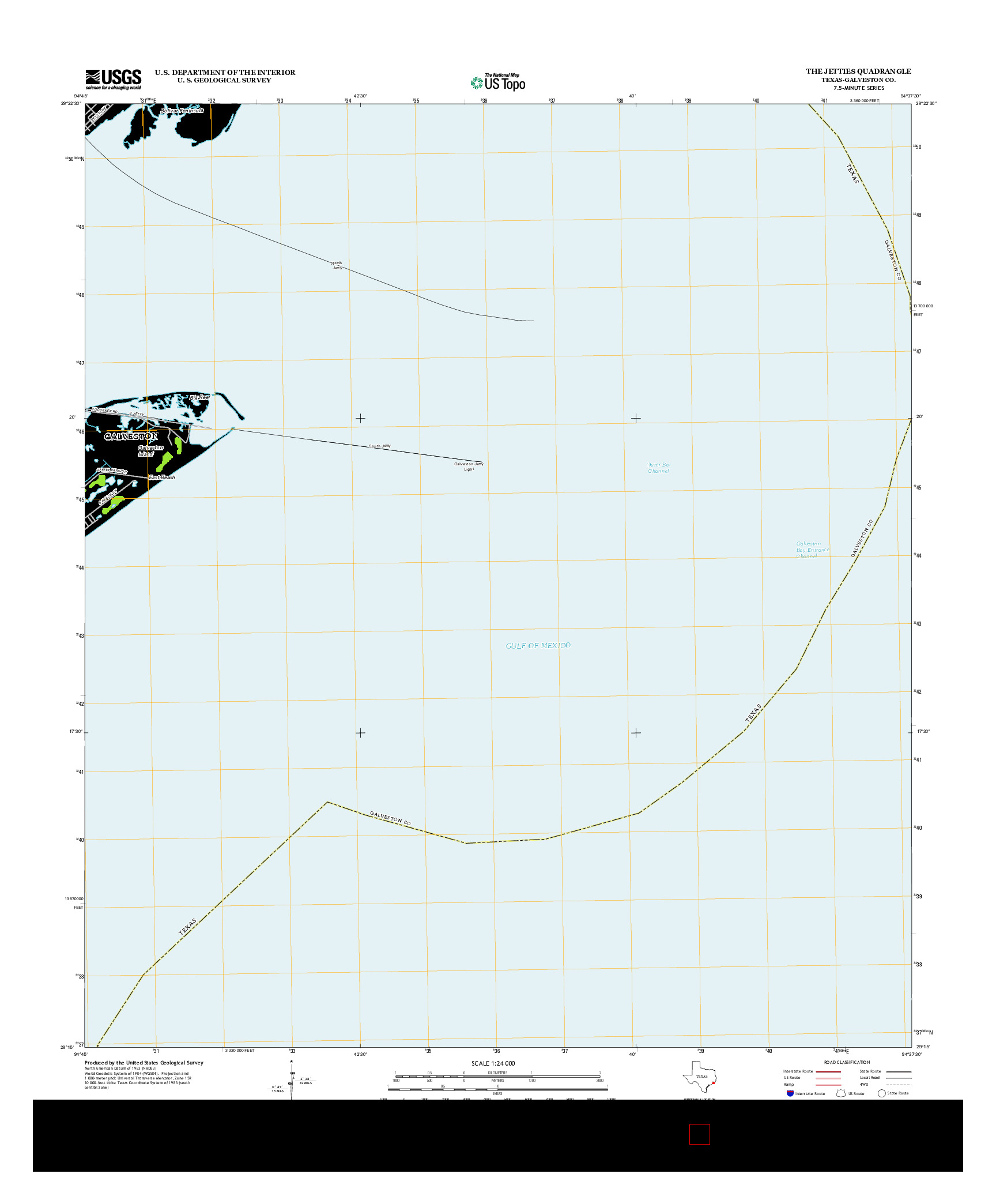 USGS US TOPO 7.5-MINUTE MAP FOR THE JETTIES, TX 2013