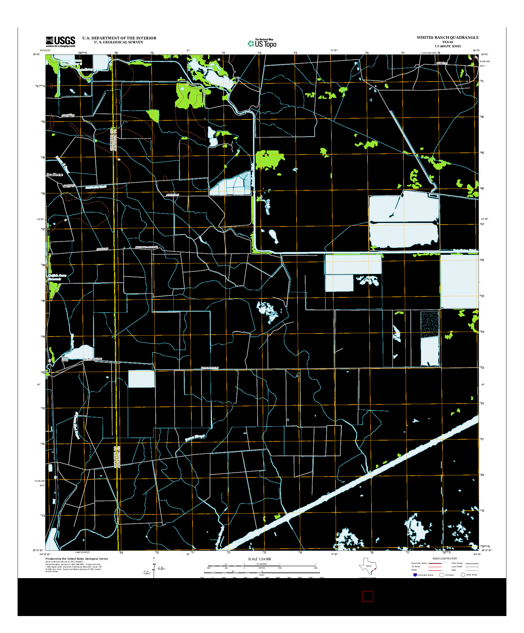 USGS US TOPO 7.5-MINUTE MAP FOR WHITES RANCH, TX 2013