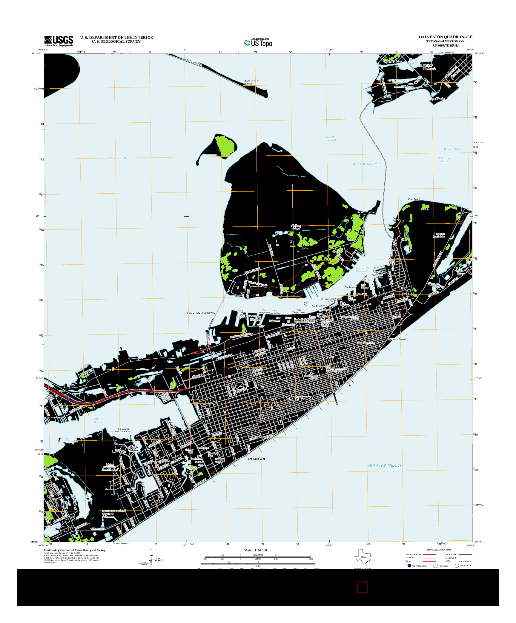 USGS US TOPO 7.5-MINUTE MAP FOR GALVESTON, TX 2013