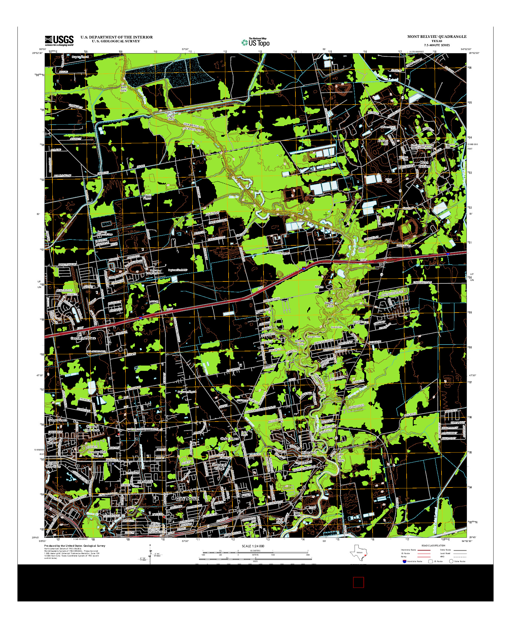 USGS US TOPO 7.5-MINUTE MAP FOR MONT BELVIEU, TX 2013
