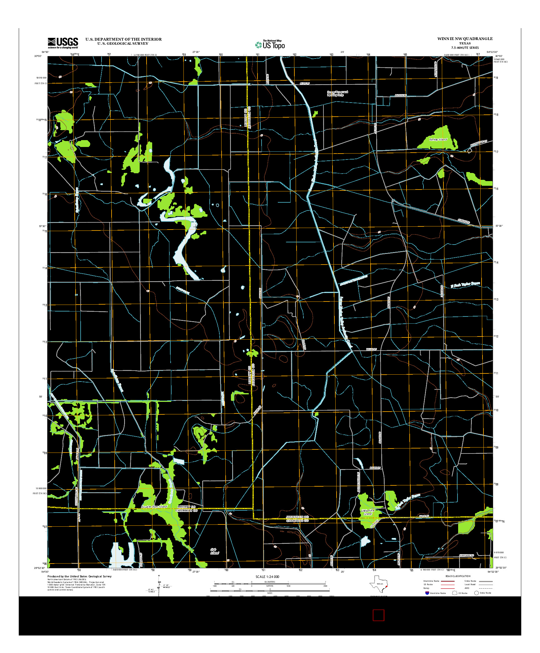 USGS US TOPO 7.5-MINUTE MAP FOR WINNIE NW, TX 2013