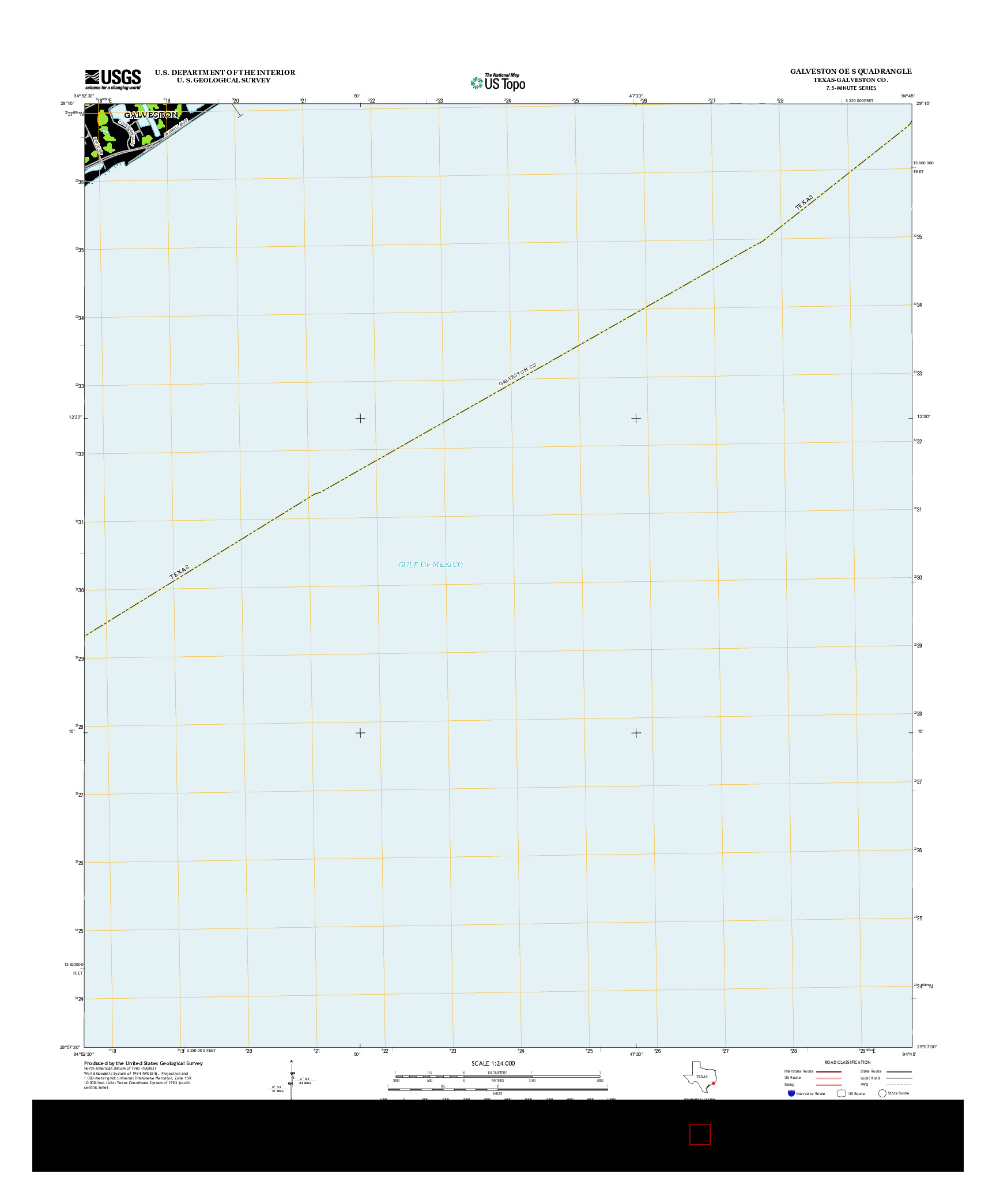 USGS US TOPO 7.5-MINUTE MAP FOR GALVESTON OE S, TX 2013