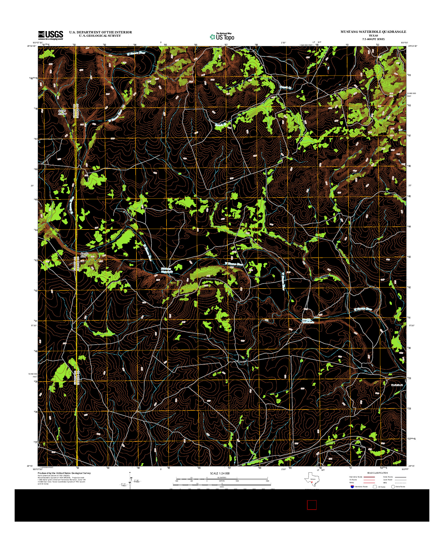 USGS US TOPO 7.5-MINUTE MAP FOR MUSTANG WATERHOLE, TX 2013