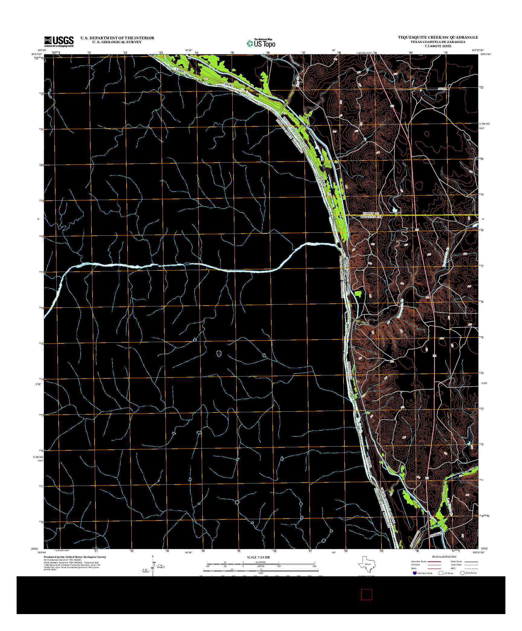 USGS US TOPO 7.5-MINUTE MAP FOR TEQUESQUITE CREEK SW, TX-COA 2013