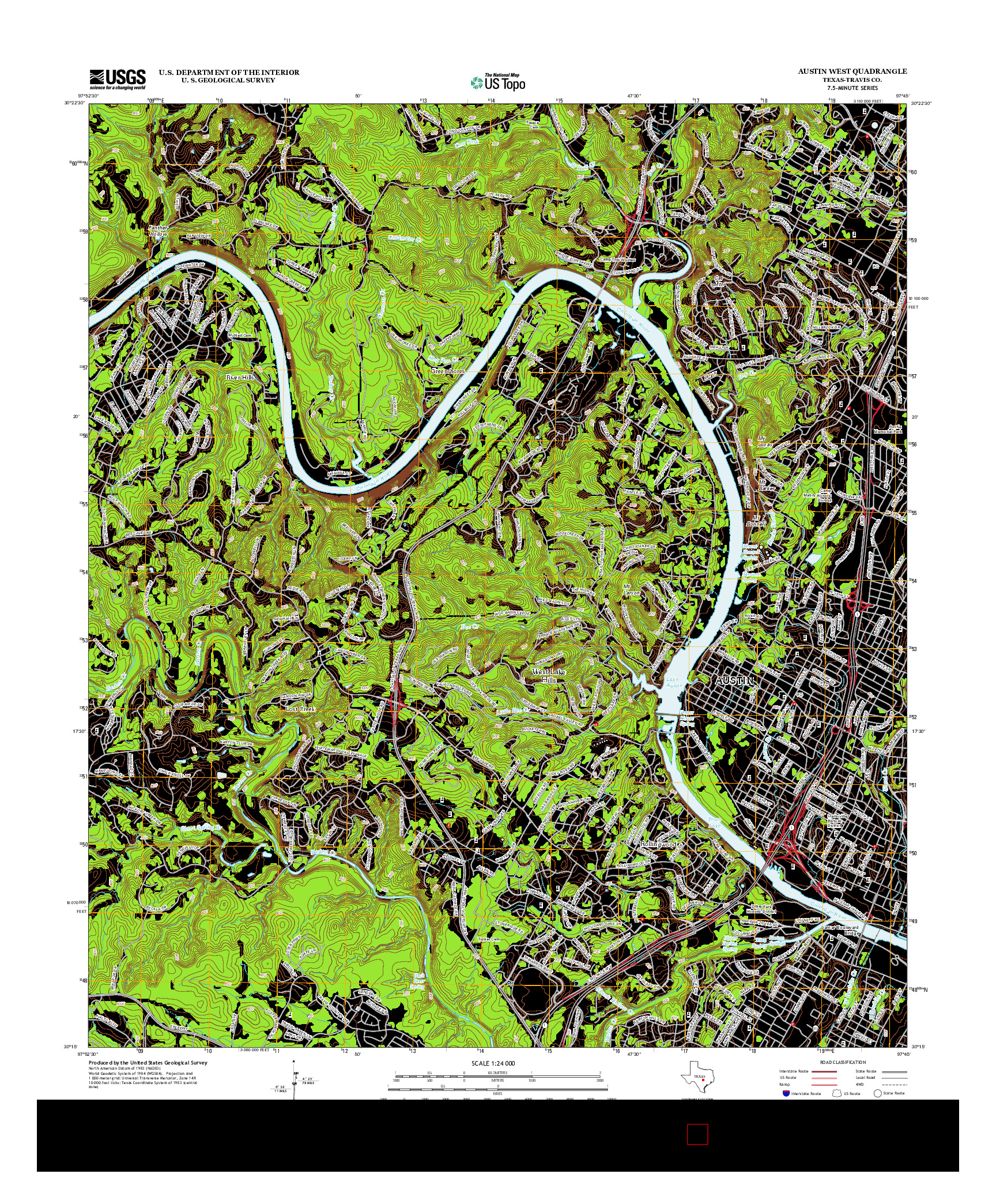 USGS US TOPO 7.5-MINUTE MAP FOR AUSTIN WEST, TX 2013