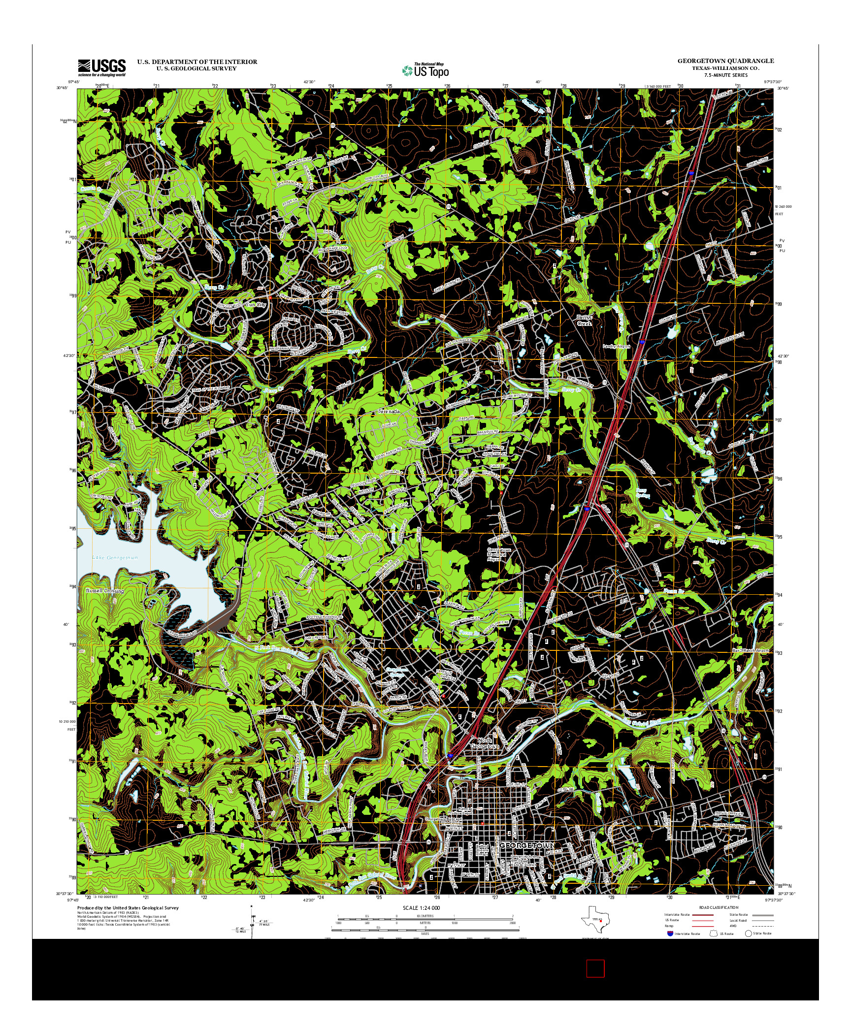 USGS US TOPO 7.5-MINUTE MAP FOR GEORGETOWN, TX 2013