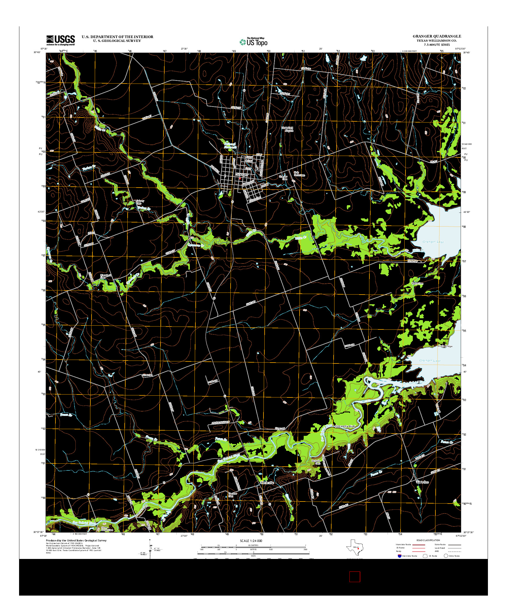 USGS US TOPO 7.5-MINUTE MAP FOR GRANGER, TX 2013