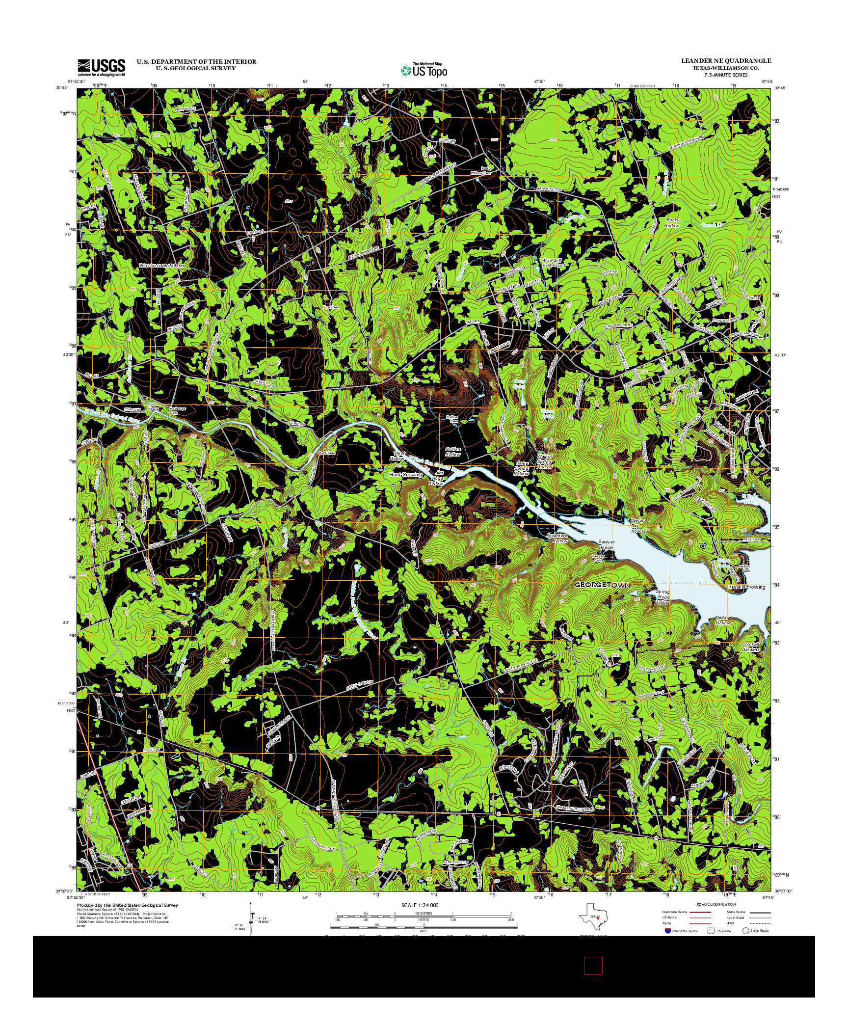 USGS US TOPO 7.5-MINUTE MAP FOR LEANDER NE, TX 2013