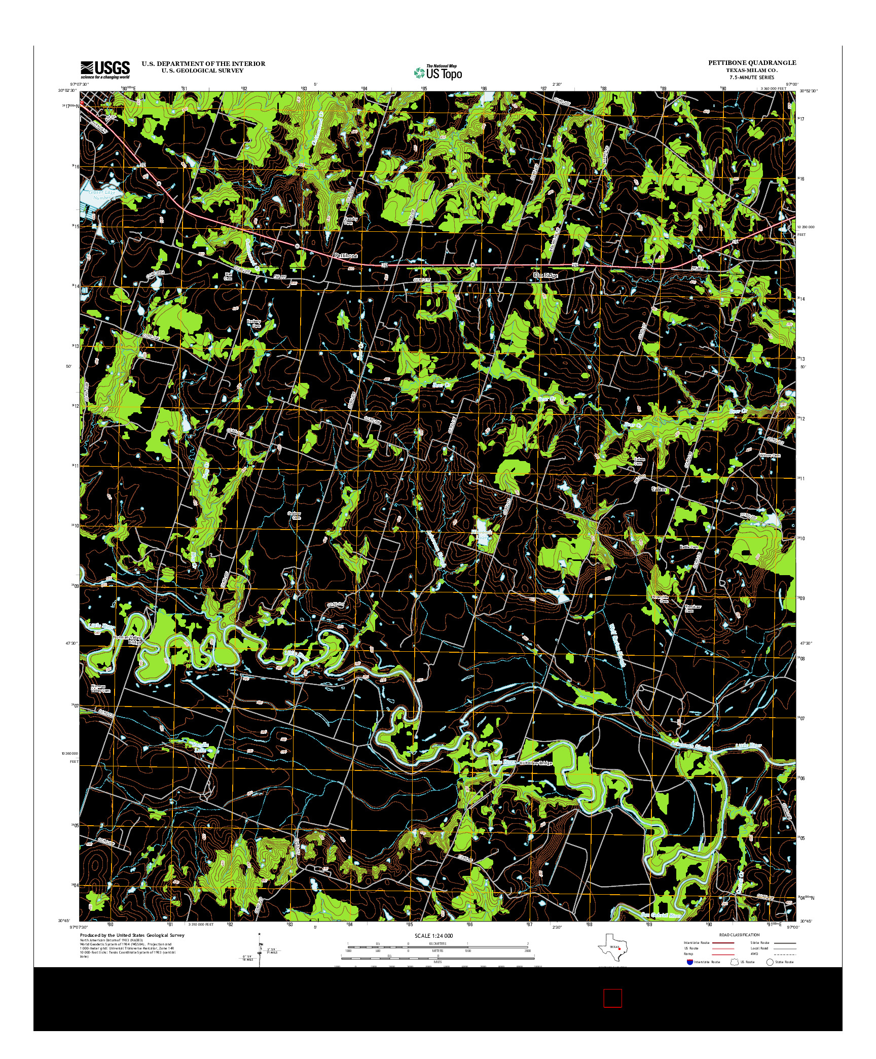 USGS US TOPO 7.5-MINUTE MAP FOR PETTIBONE, TX 2013