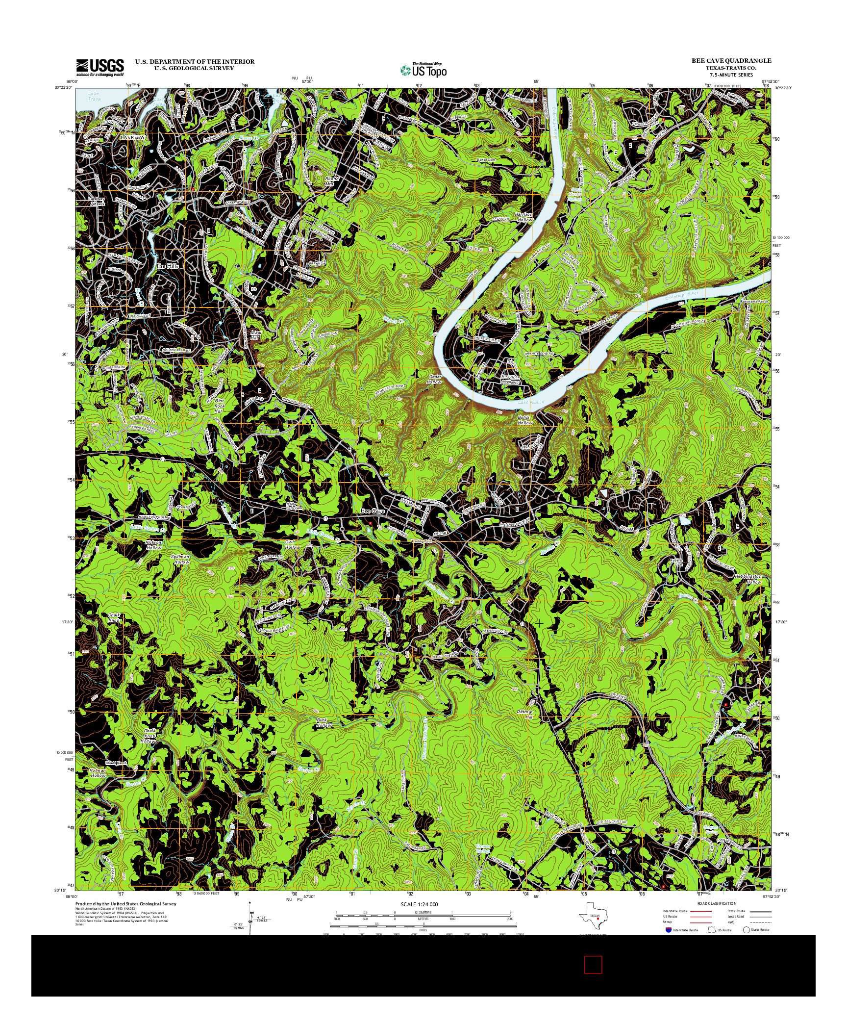 USGS US TOPO 7.5-MINUTE MAP FOR BEE CAVE, TX 2013