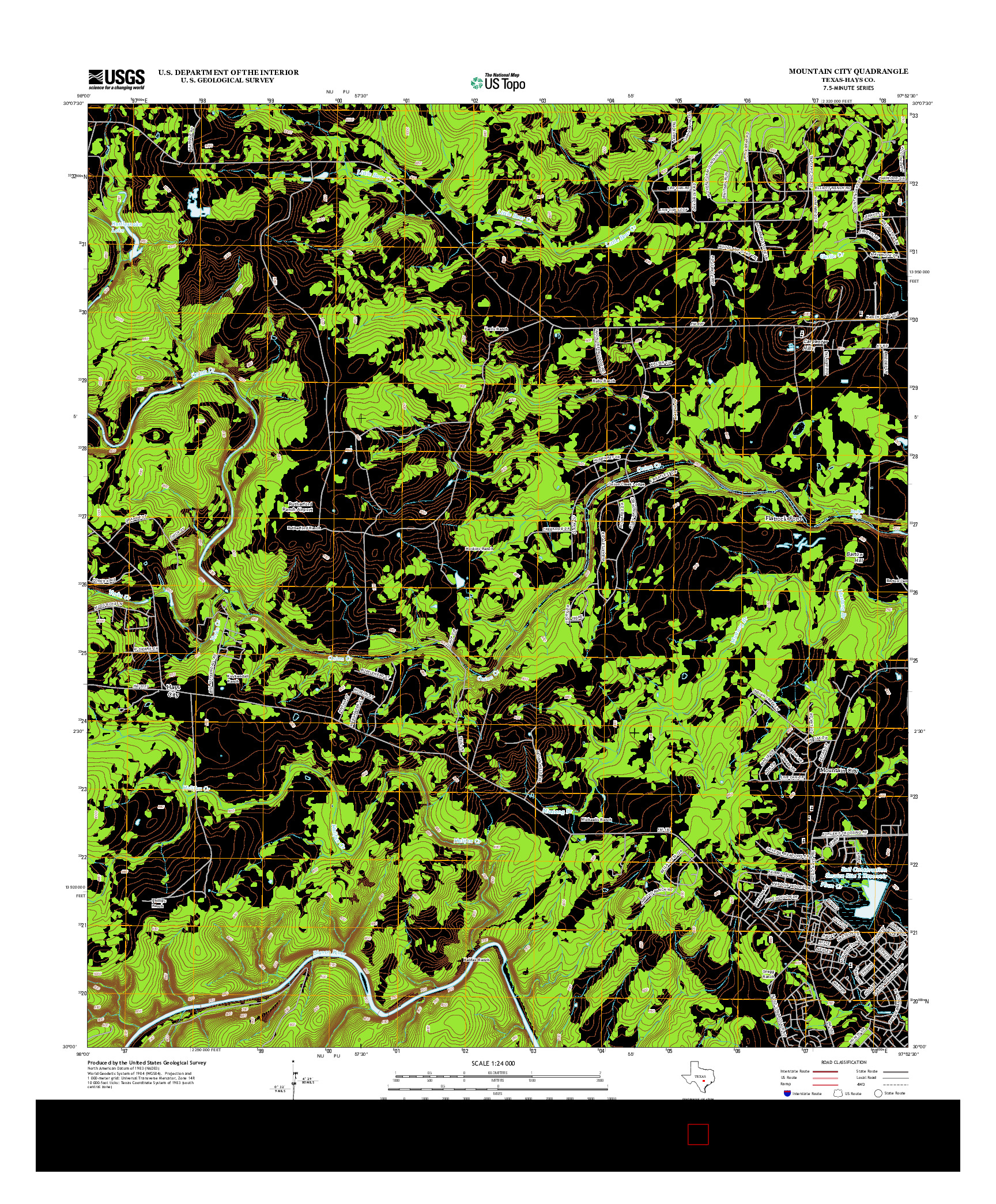 USGS US TOPO 7.5-MINUTE MAP FOR MOUNTAIN CITY, TX 2013