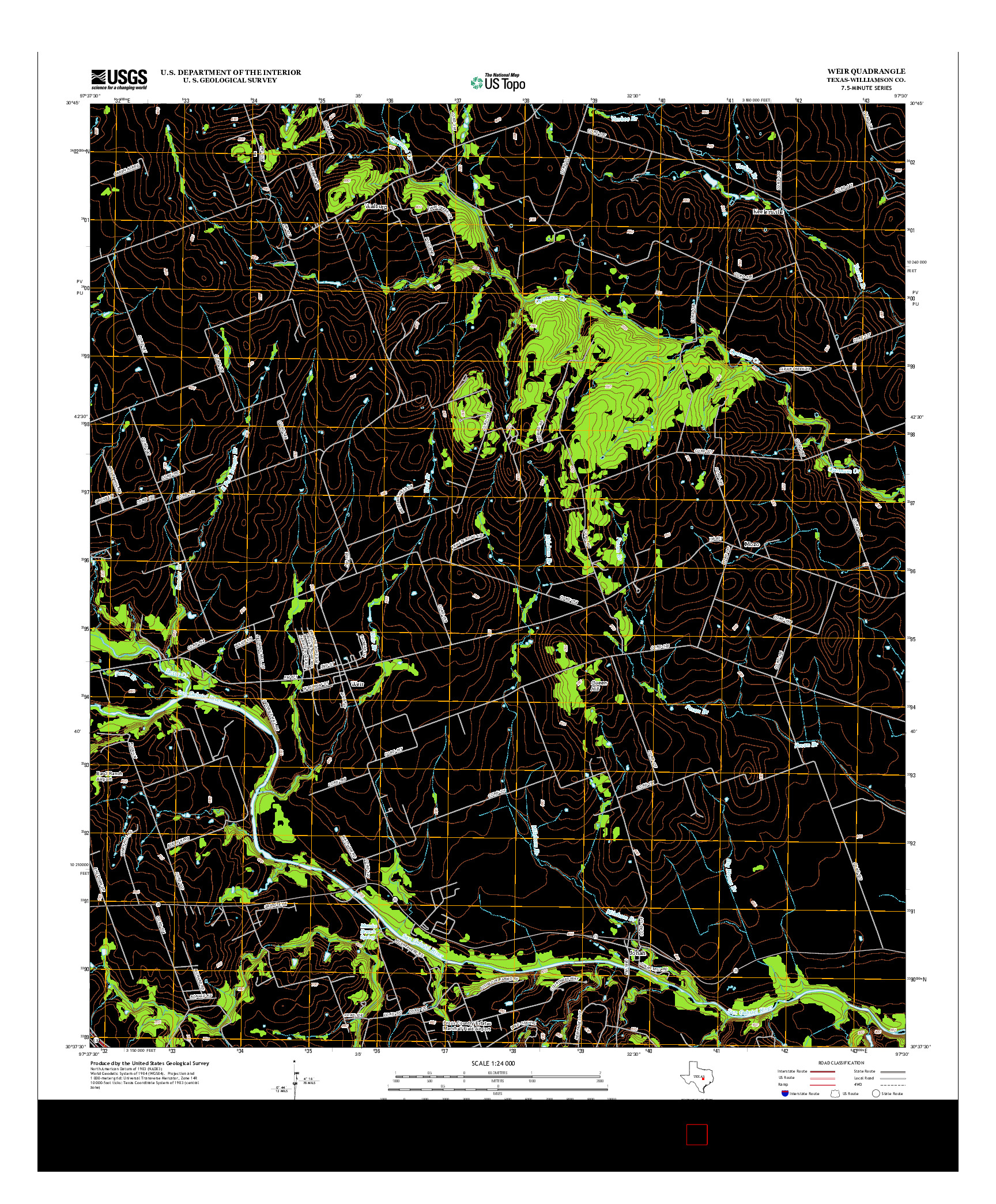 USGS US TOPO 7.5-MINUTE MAP FOR WEIR, TX 2013