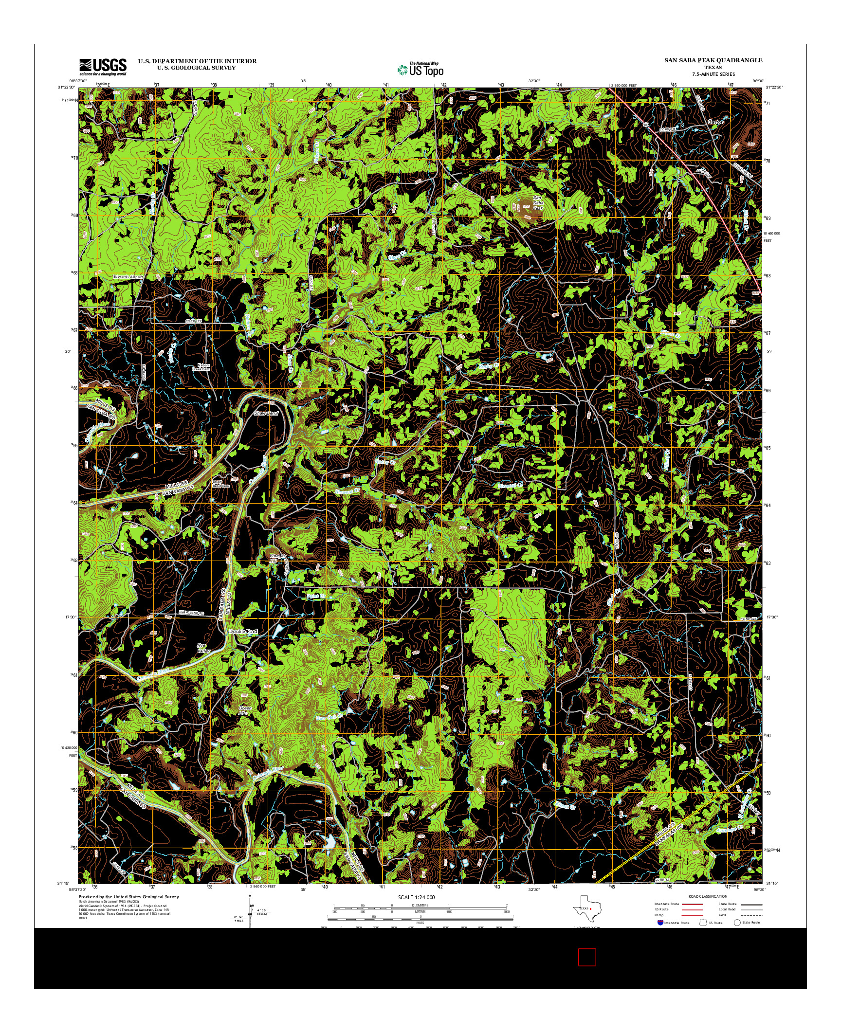 USGS US TOPO 7.5-MINUTE MAP FOR SAN SABA PEAK, TX 2013