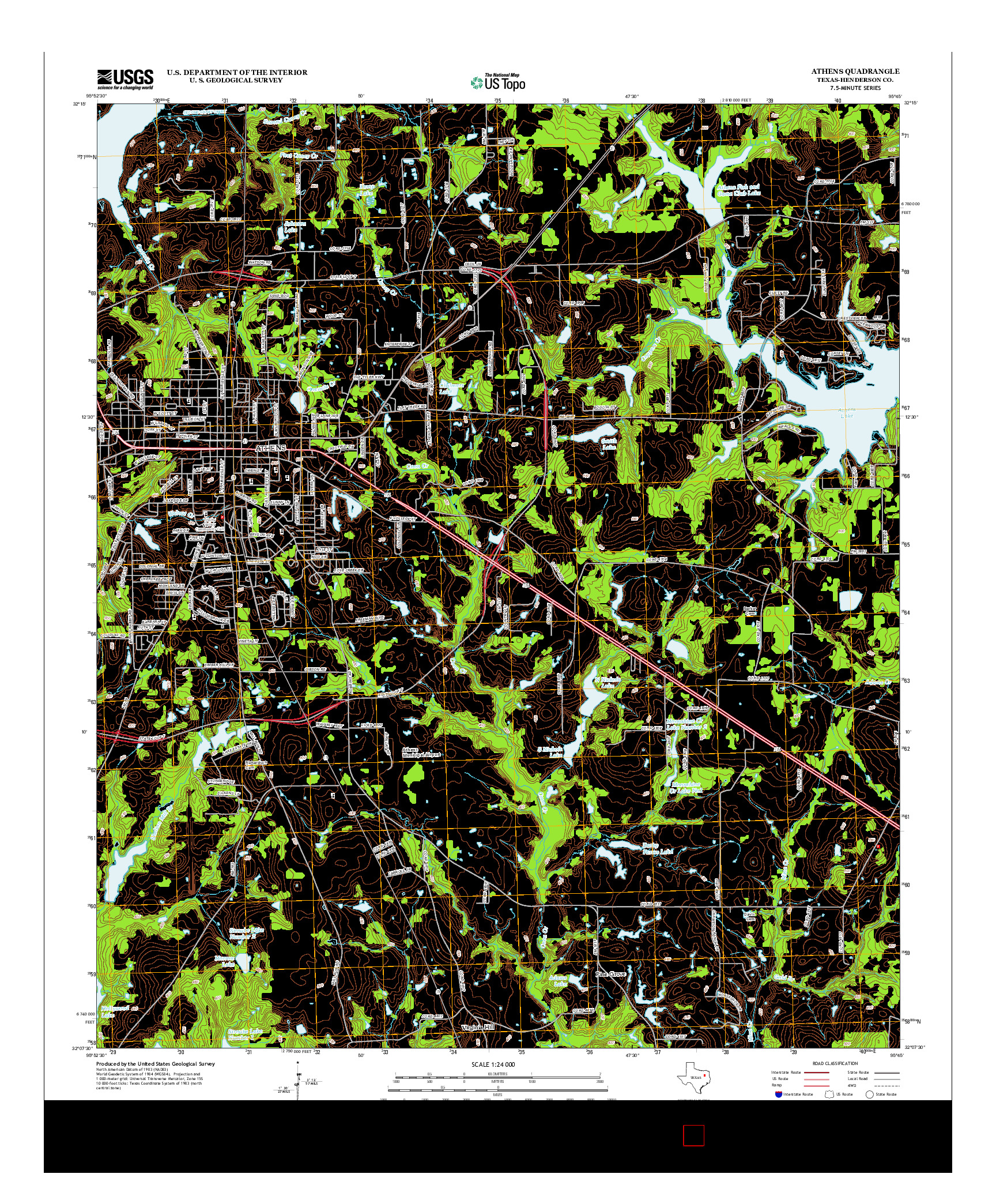 USGS US TOPO 7.5-MINUTE MAP FOR ATHENS, TX 2013