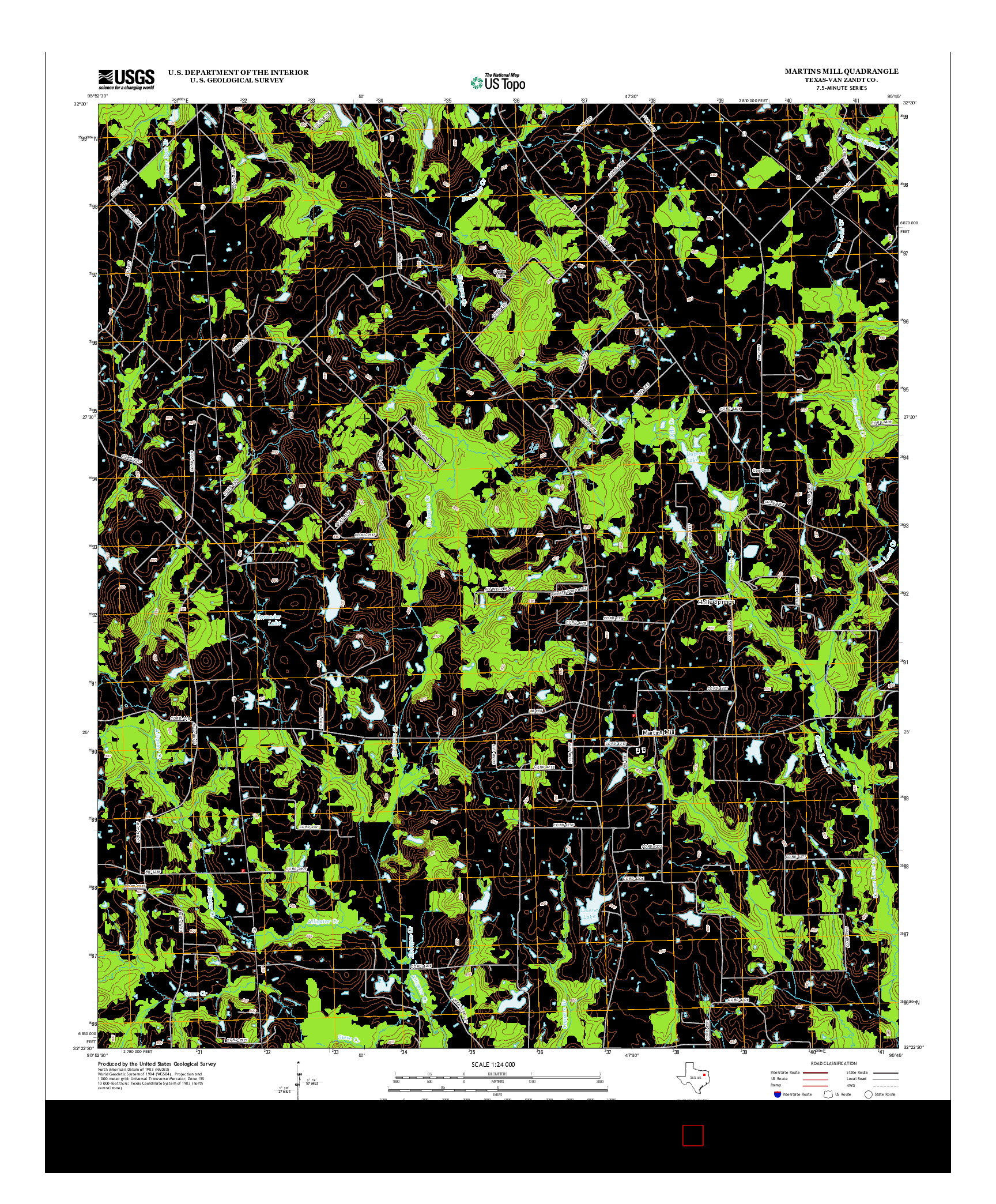 USGS US TOPO 7.5-MINUTE MAP FOR MARTINS MILL, TX 2013