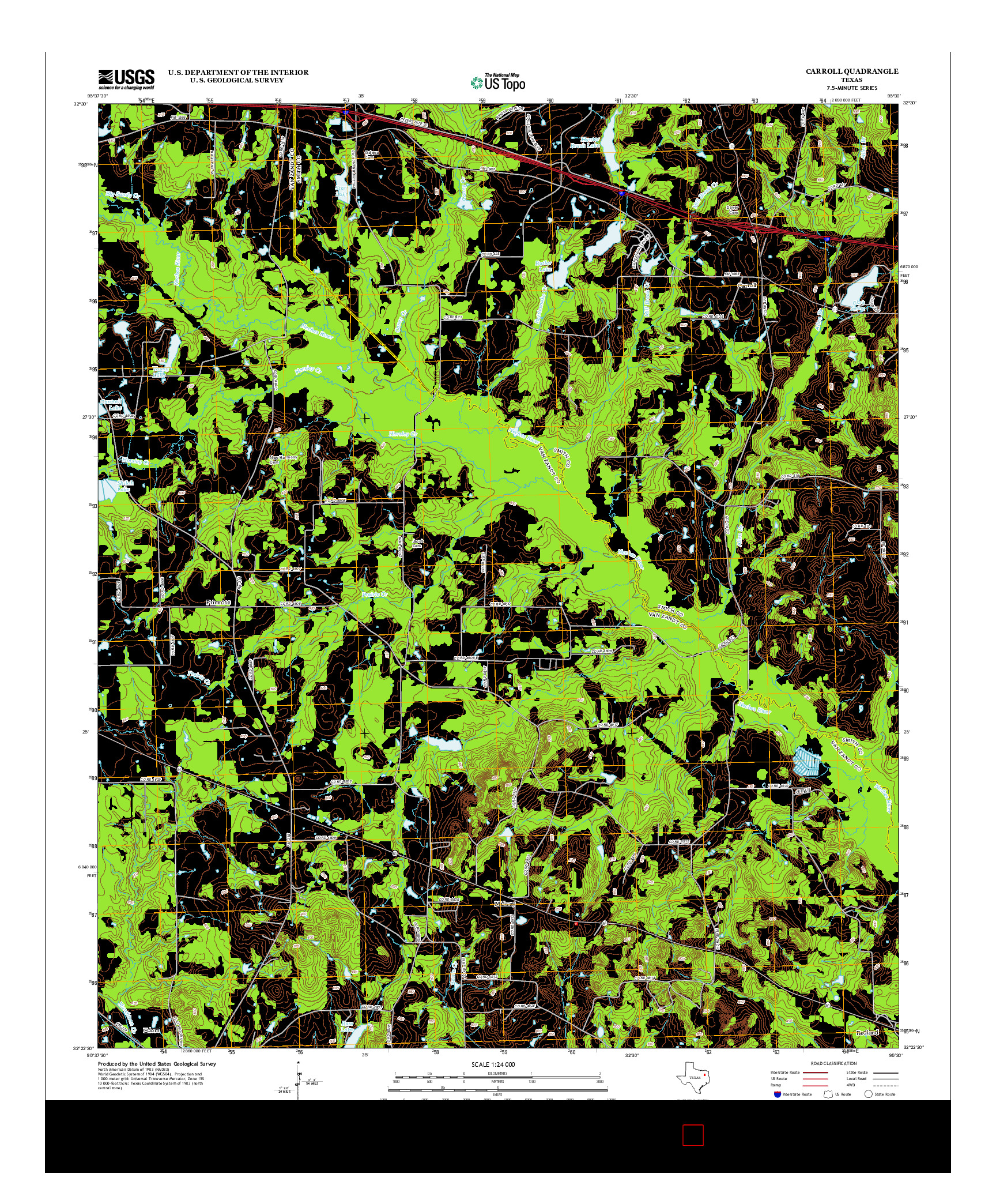 USGS US TOPO 7.5-MINUTE MAP FOR CARROLL, TX 2013