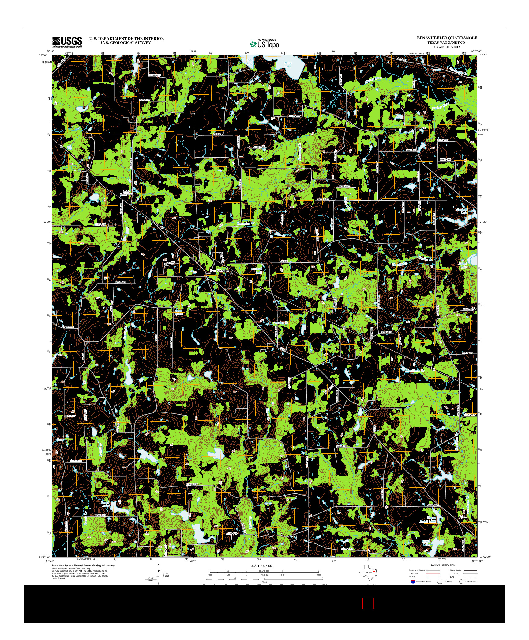 USGS US TOPO 7.5-MINUTE MAP FOR BEN WHEELER, TX 2013